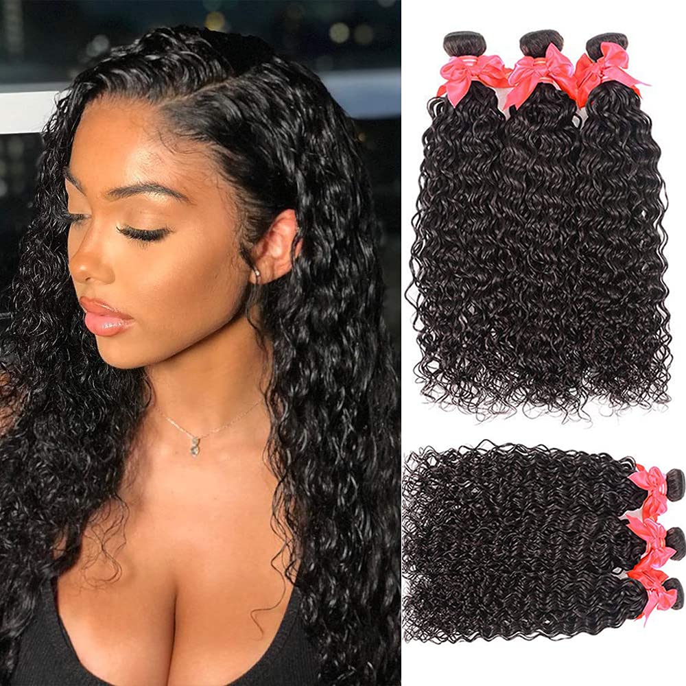 Miss Gaga Hair Brazilian Virgin Hair Water Wave 4 Bundles 100% Unprocessed Natural Color Can Be Dyed And Bleached (20 22 24 26)