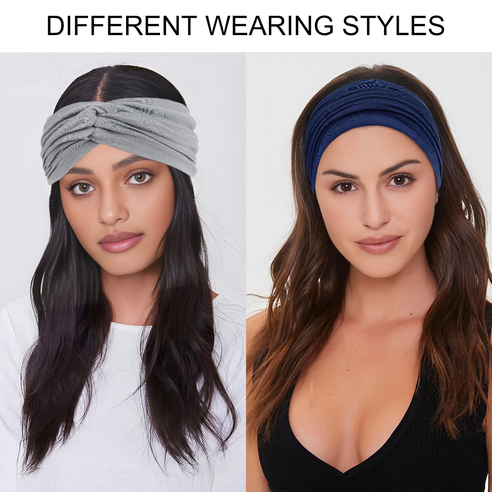 Wecoe Headbands for Women, 6pcs Fashion Wide Elastic Thick Knotted Headbands for Wigs African Head Wrap Turban Workout Sweat Hai