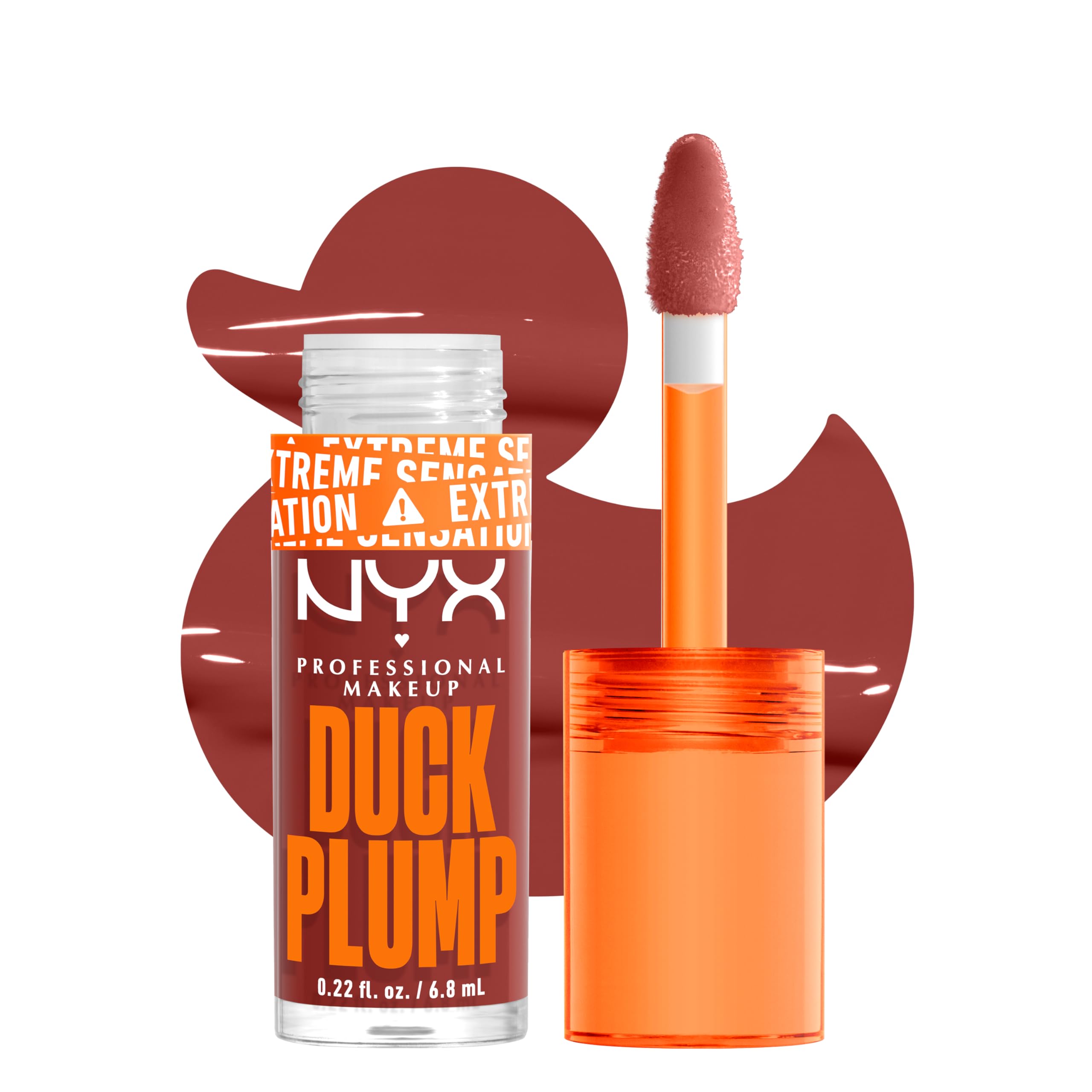 NYX PROFESSIONAL MAKEUP Duck Plump High Pigment Lip Gloss, Lip Plumper Gloss with Spicy Ginger - Brick Of Time