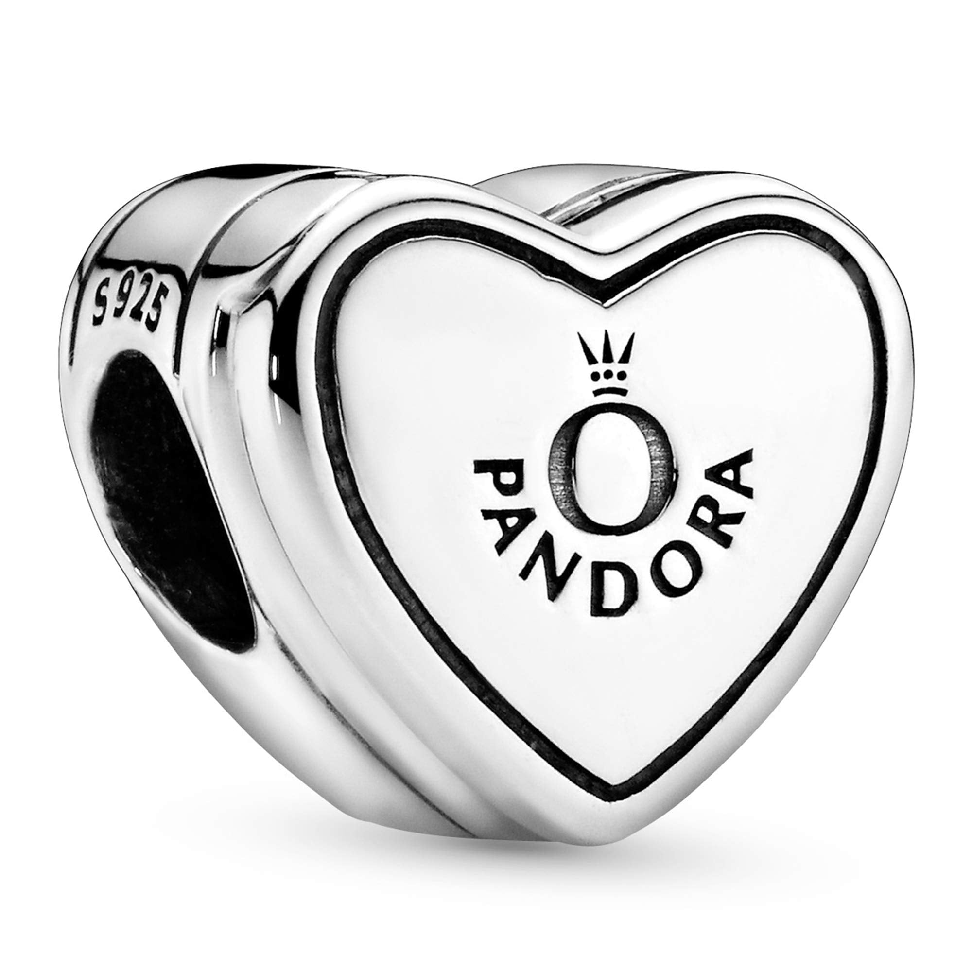 PANDORA Jewelry Logo Yes Heart Cubic Zirconia Charm in Sterling Silver