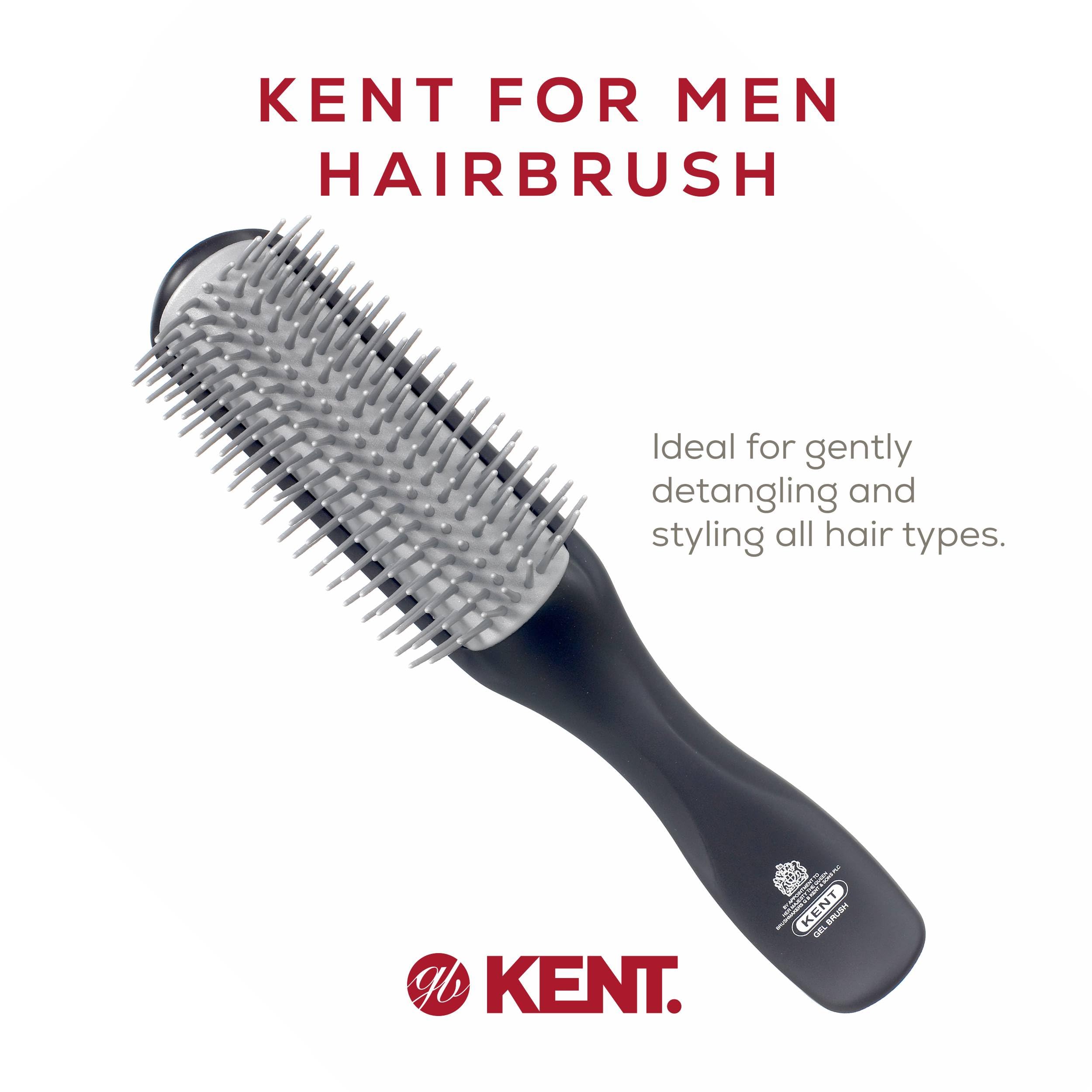 Kent KFM2 Gel Styling Hair Brush for Men - 9 Row Mens Hair Brush with Ionic Anti Static Bristles Great for a Daily Mens Styling