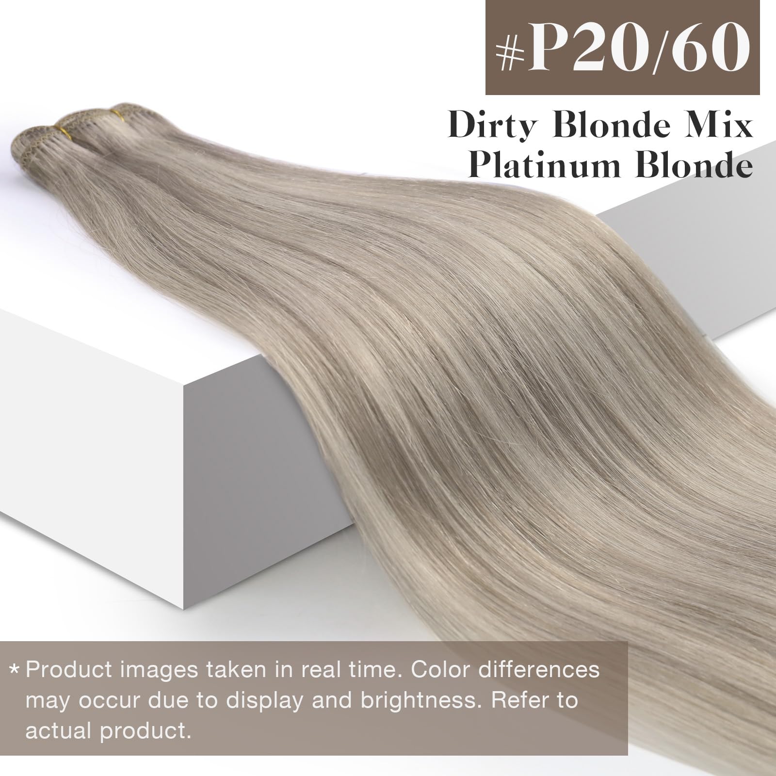 Sunny 12Inch Sew In Hair Extensions Real Human Hair Blonde Highlights Weft Hair Extensions Dirty Blonde With Platinum Blonde Hig