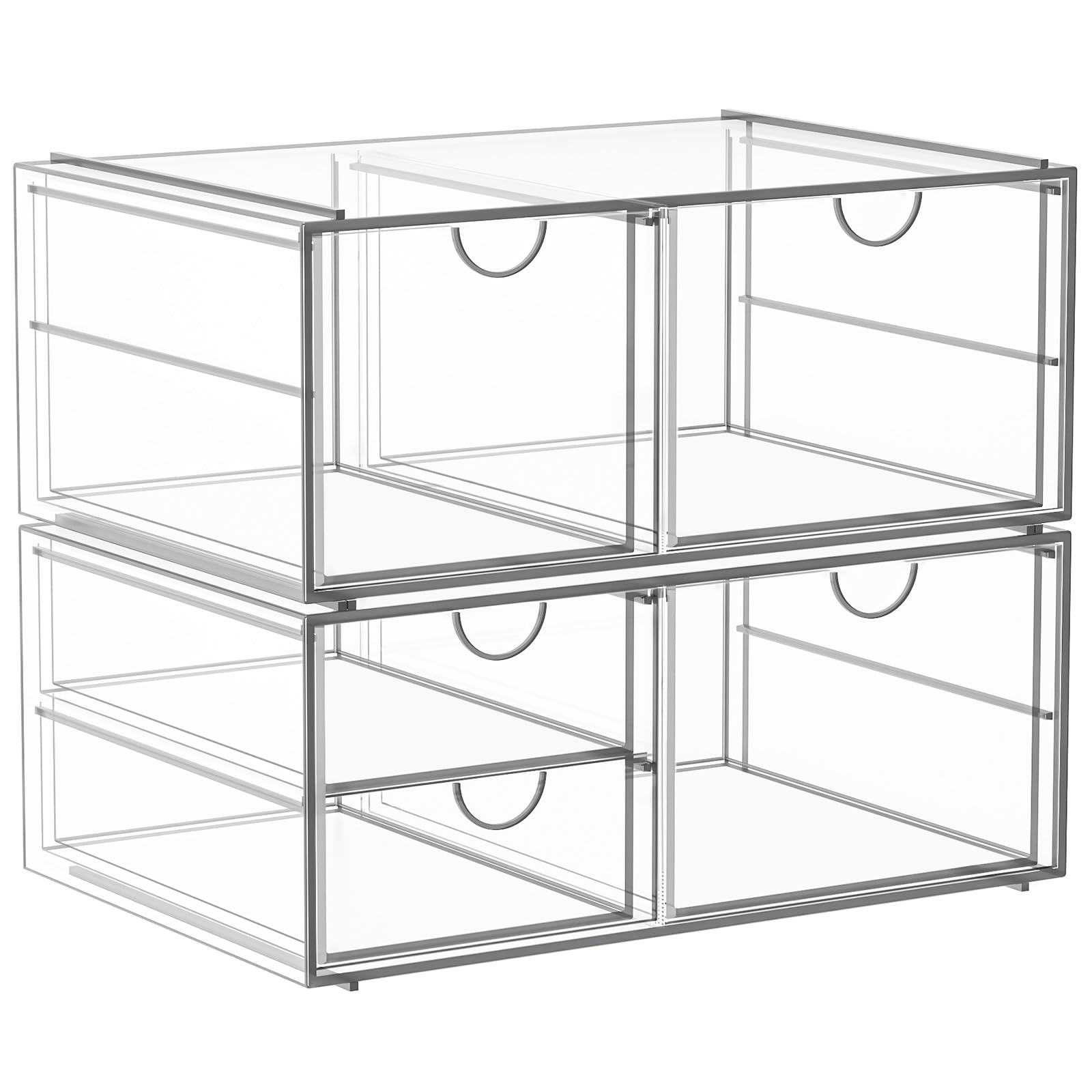 Yfxcvsl Arcylic Makeup Organzier With 5 Drawers, Clear Stackable Storage Drawers, Bathroom Countert Organizer,Plastic Storage Bi