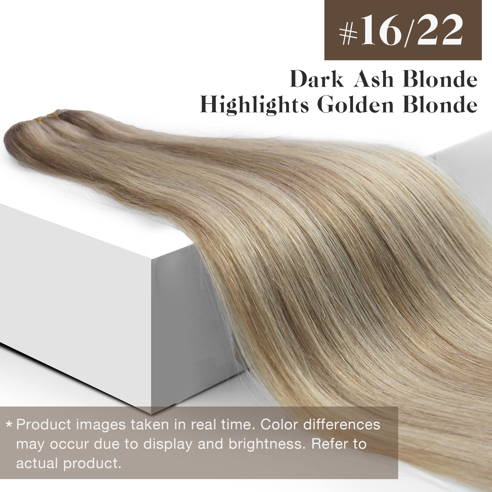 Sunny 120G Weft Human Hair Extensions Blonde Hair Extensions Real Human Hair Weft Dark Ash Blonde Mix Golden Blonde Weft Blonde