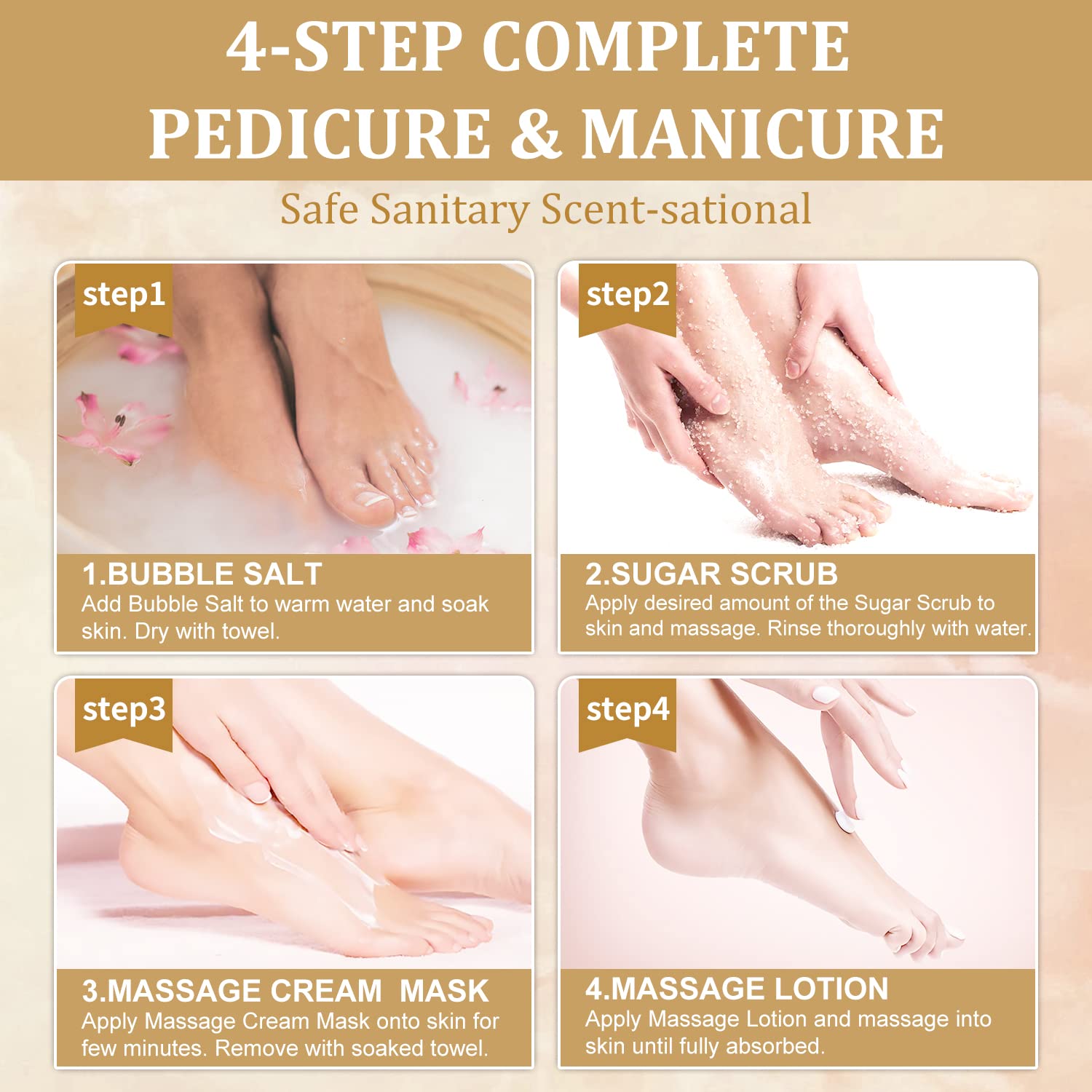 Pedicure Foot Soak Salt For Dry Feet Foot Spa Kit At Home (4_Honey Pearl)