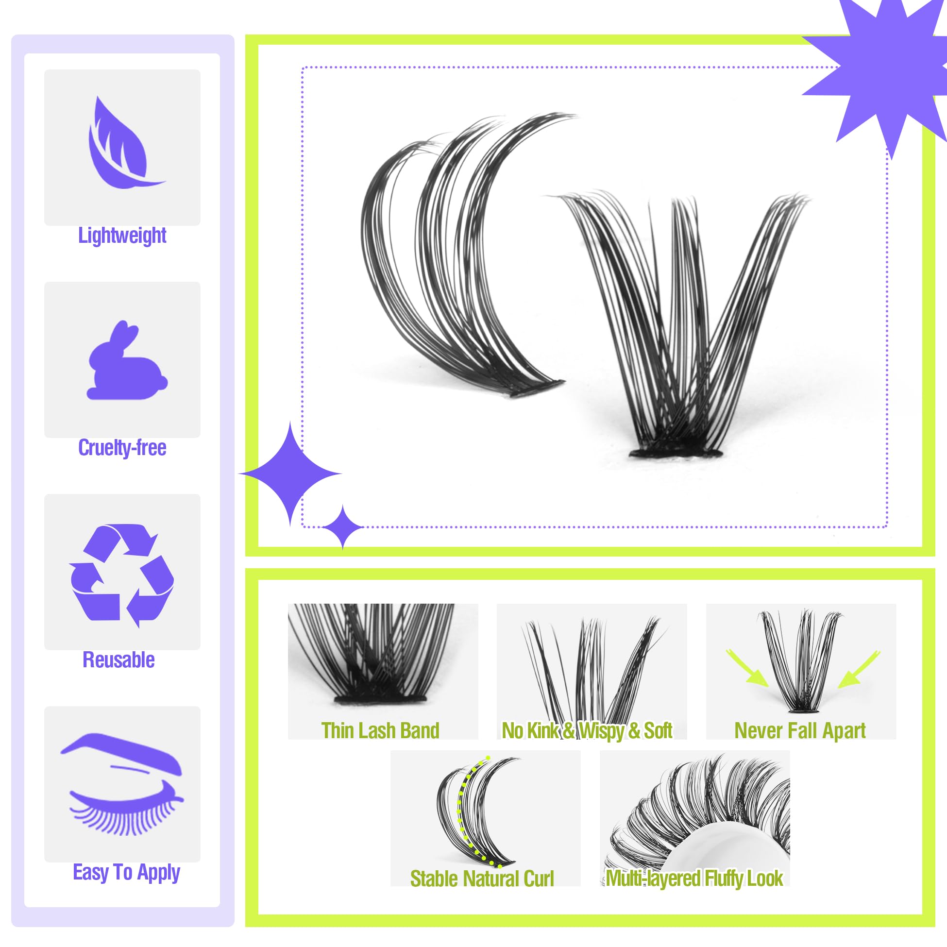 Alice Lash Clusters Diy Lash Extensions 240Pcs 14-20Mm Individual Lashes Cluster Lashes Natural 40D D Curl Eyelash Extensions Fa