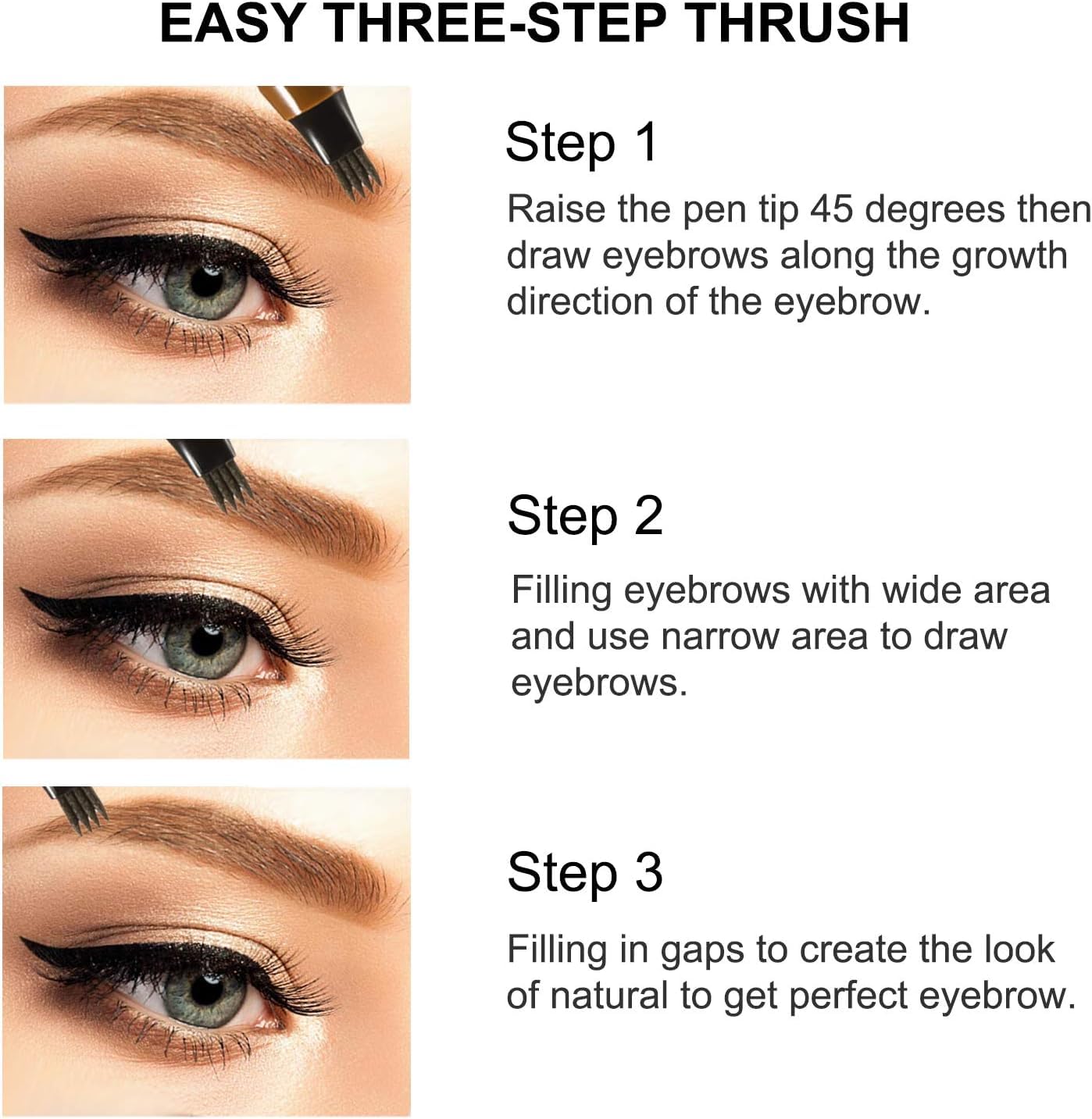 Boobeen Waterproof Eyebrow Pen - Microblading Eyebrow Pencil With A Micro-Fork Tip Applicator - Creates Natural Looking Brows Ef