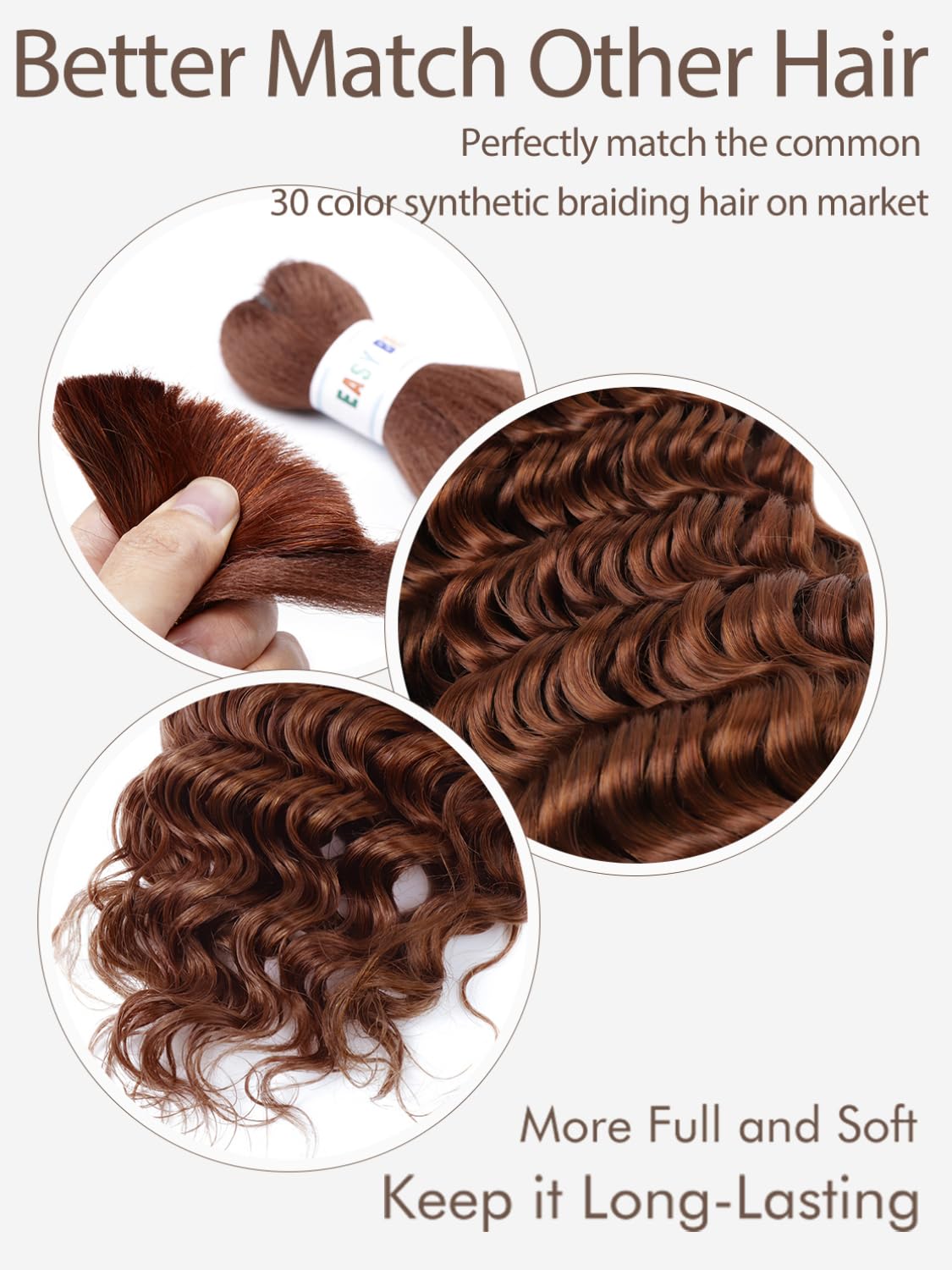Brown Braiding Hair 100G 20 Inch Braiding Hair Deep Wave Human Hair Braiding Hair Water Wave Bulk Human Hair For Braiding 100% 1
