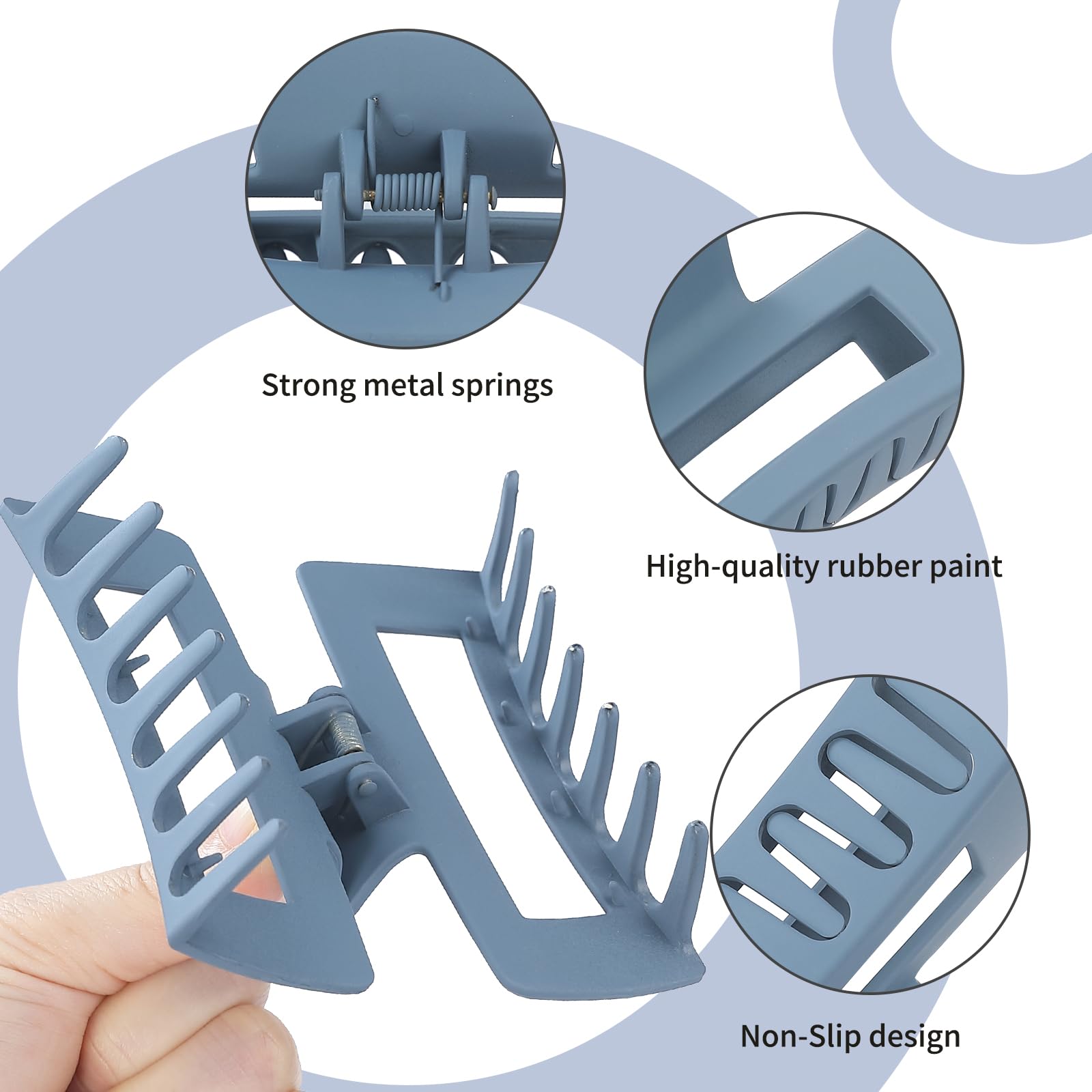 Sisiaipu 4 Inch Big Hair Claw Clips 6 Pcs Large Claw Clips for Thick Hair Square Hair Clips for Women Rectangle Hair Clips Banan