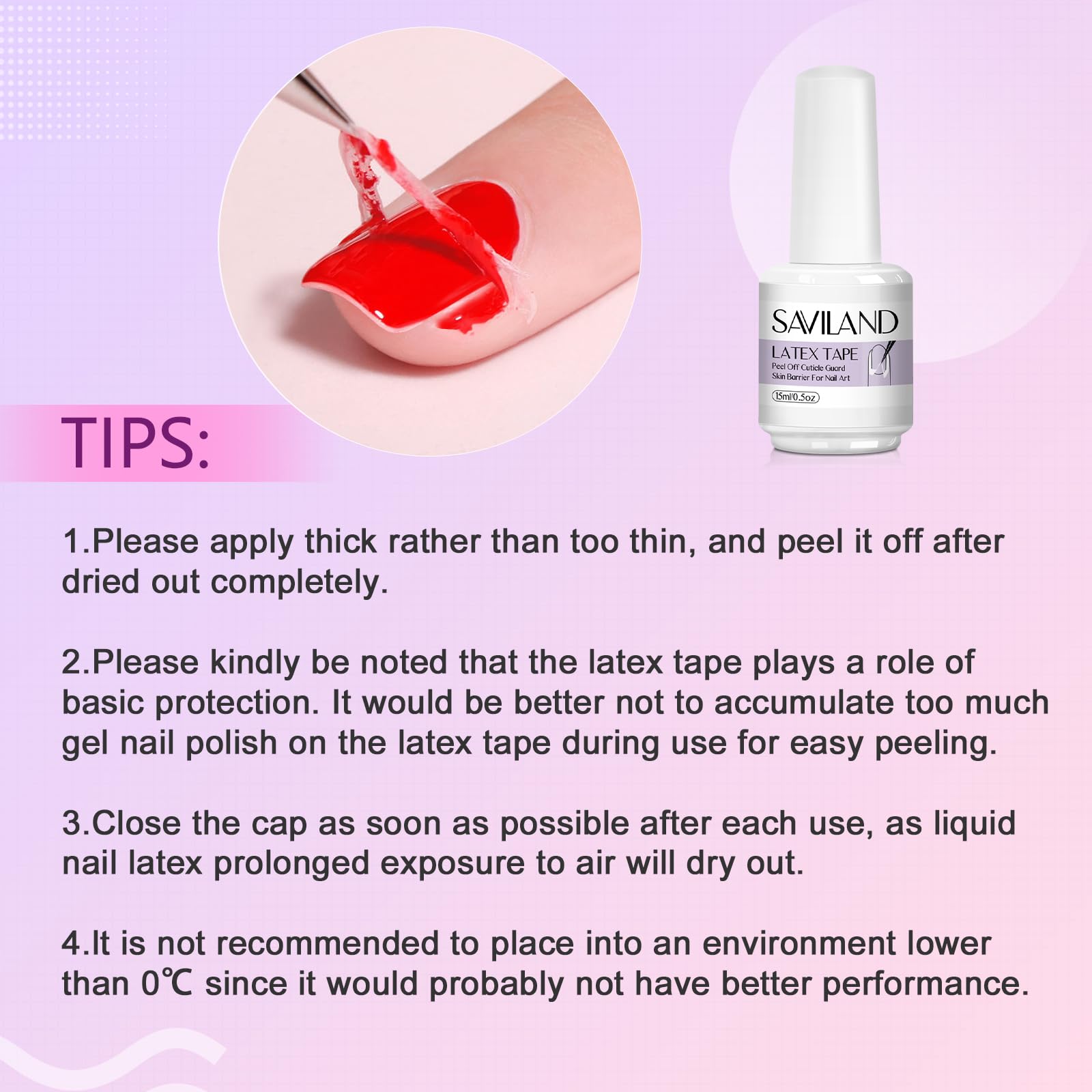 Saviland Liquid Latex For Nails, 30Ml Upgraded Antifreeze Latex Nail Polish Barrier Peel Off - Latex Tape Peel Off For Nails Cut