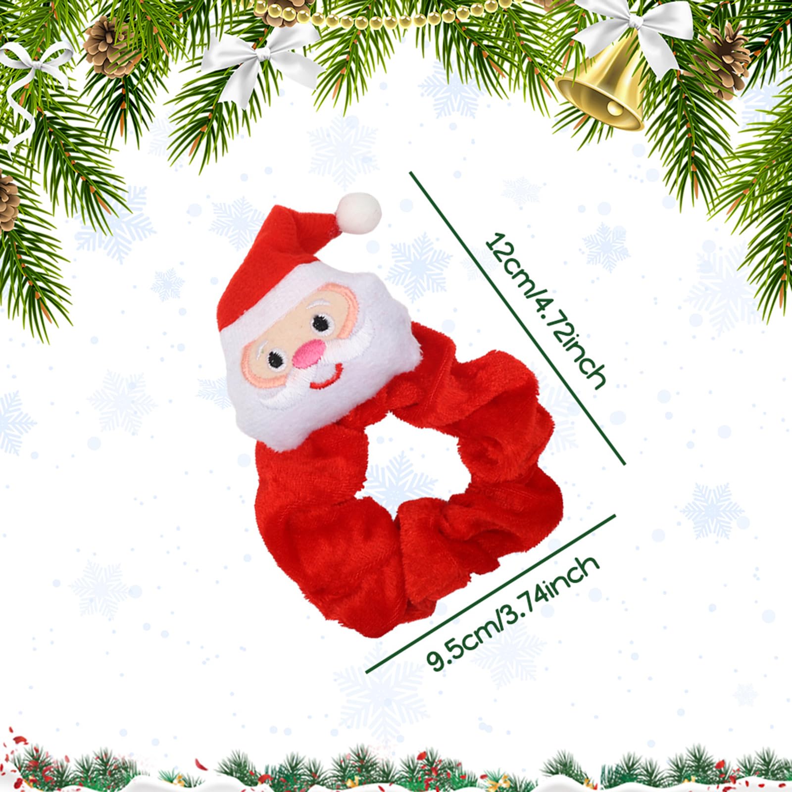 Christmas Hair Ties Hair Scrunchies for Women Christmas Tree Hair Elastic Santa Claus Hair Tie Reindeer Scrunchy Green Red Brown