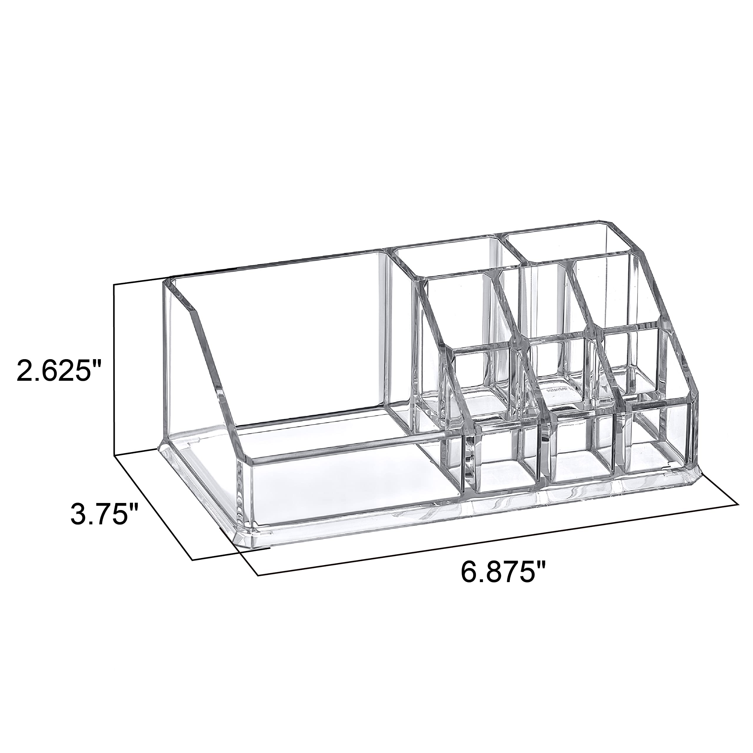 Amazing Abby - Tiffany - Acrylic Cosmetic Organizer, Transparent Plastic Makeup Holder, Compartmented, Shatter-Proof, Perfect Ba