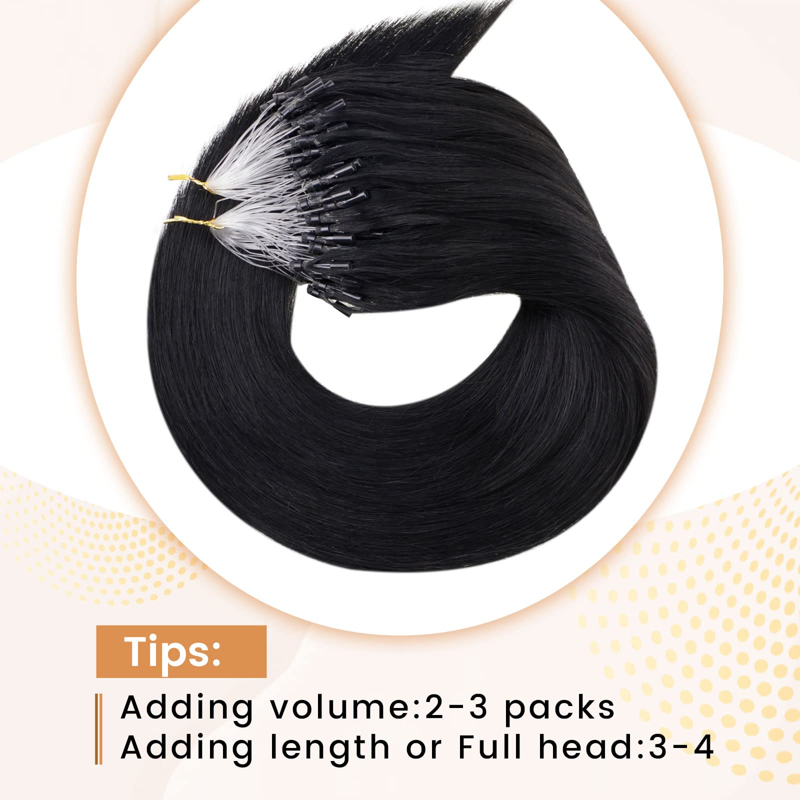 Runature Micro Link Hair Extensions Human Hair Jet Black Micro Bead Hair Extensions Human Hair Black Microbead Hair Extensions 1