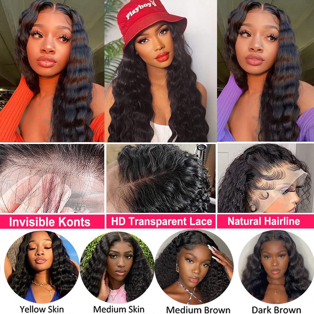 13X4 Loose Deep Wave Curly Lace Front Wigs Human Hair Pre Plucked With Baby Hair 180% Density Curly Lace Front Wig Human Hair 10