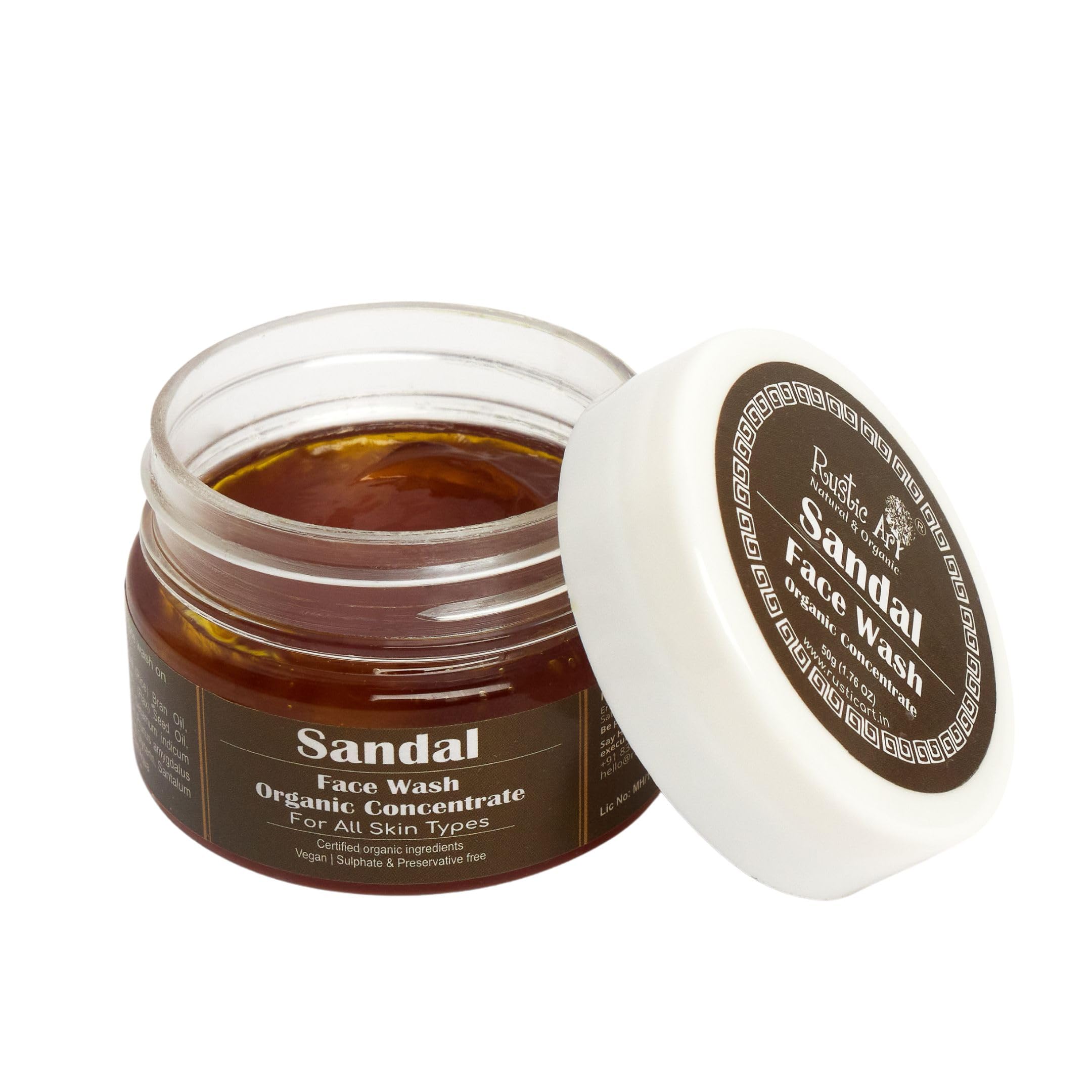 Rustic Art Sandal Face Wash Concentrate | Soothing & Calming Care | Deep Cleansing 3X Long Lasting Gel | Organic & Herbal | Sulp