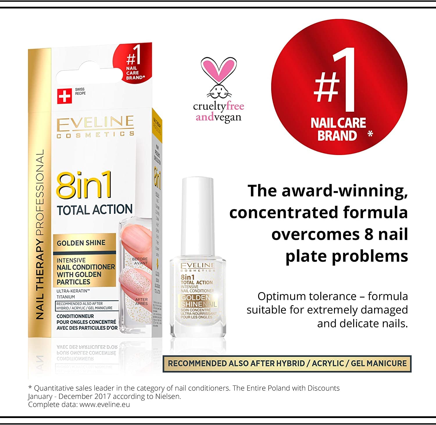 Eveline Nail Conditioner 8in1 12 ml (Blue White) Gold by Eveline