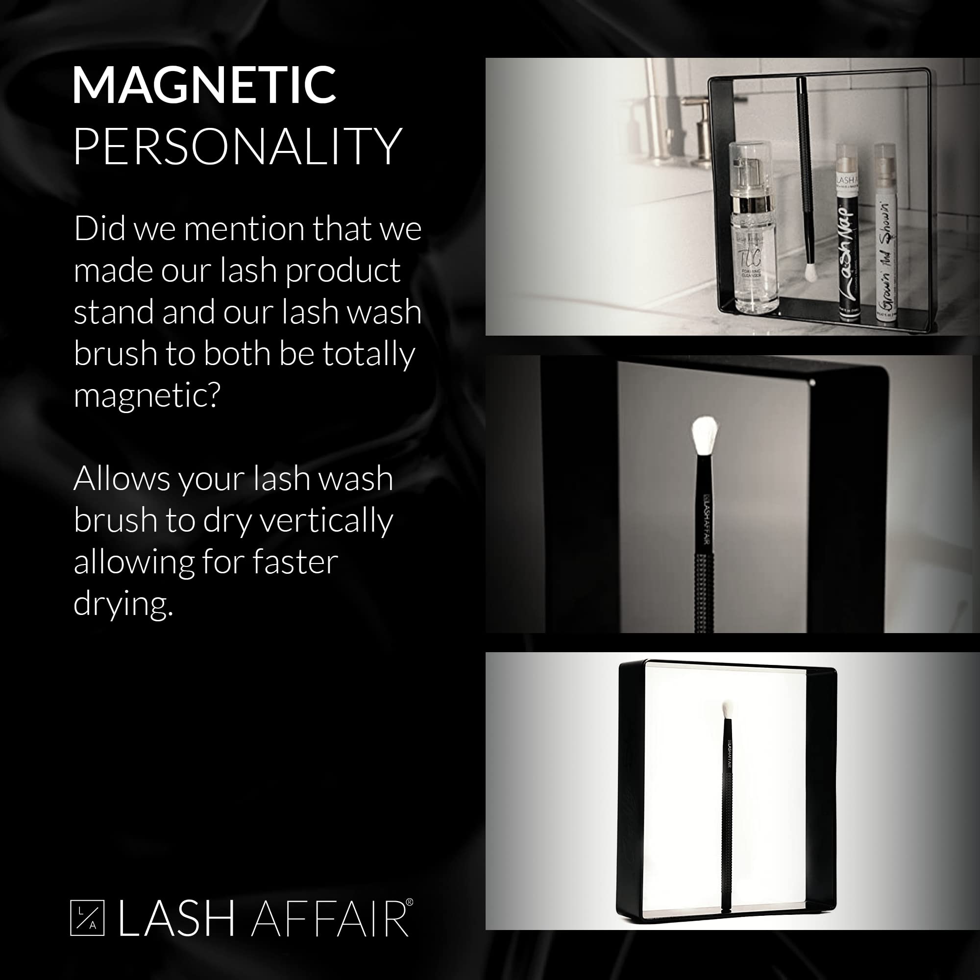 Lash Affair One Night Stand Magnetic Lash Brush Holder Stand With Lash Shampoo Cleansing Brush, Lash Supplies Beauty Product Cos