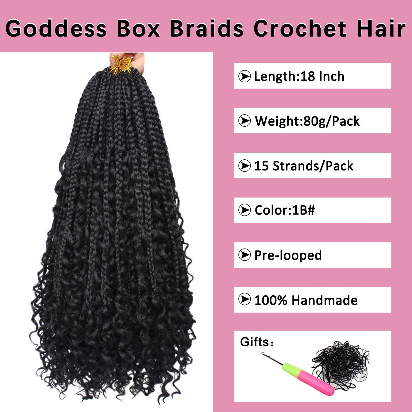 Cookoo 8 Packs Goddess Box Braids Crochet Hair 18 Inch Bohemian Hippie Box Braids Crochet Hair With Curly Ends Synthetic Crochet