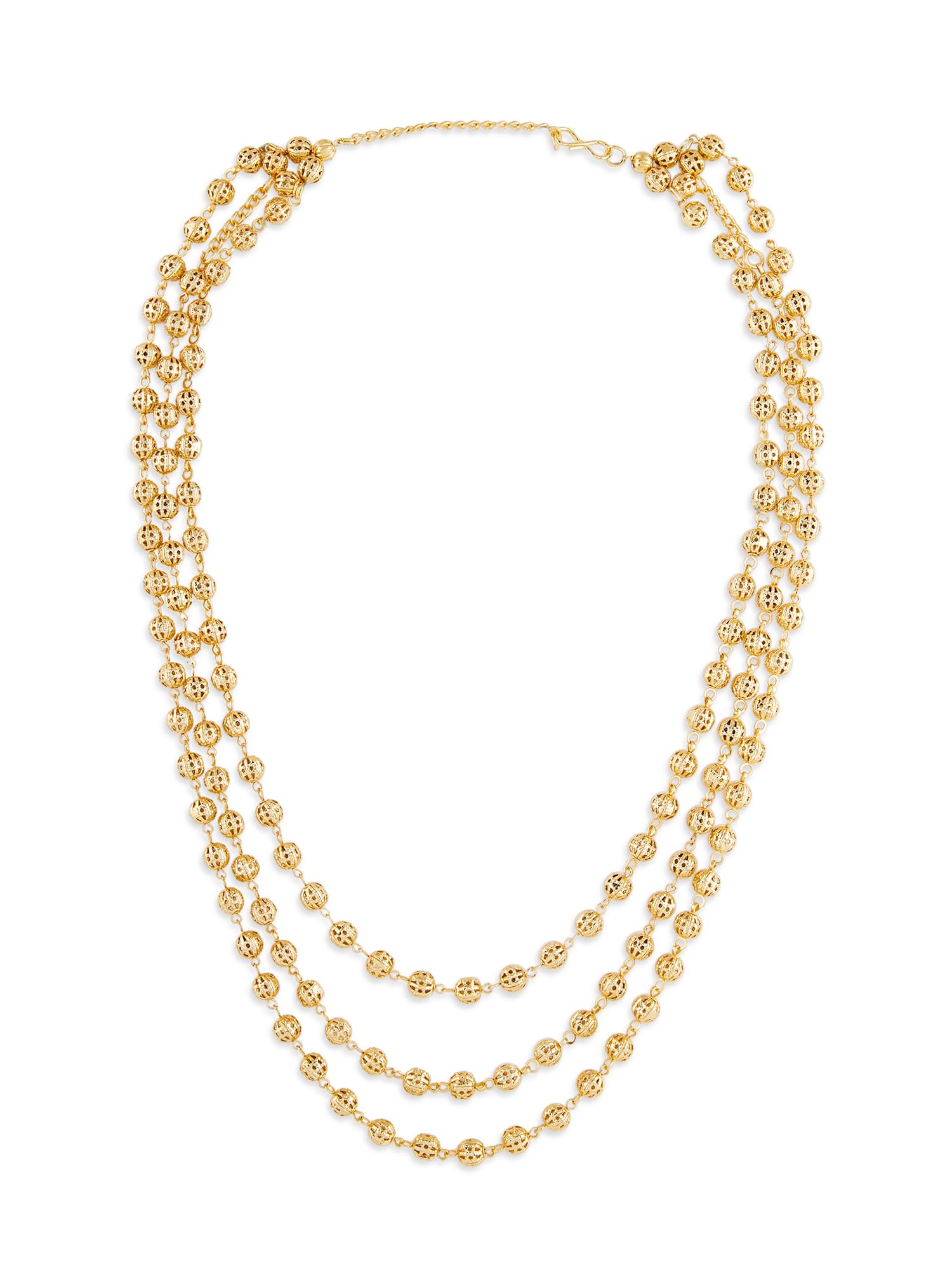 Zaveri Pearls Gold Tone Dazzling Beads Multilayer Fusion Wear Necklace For WomenZpfk19091