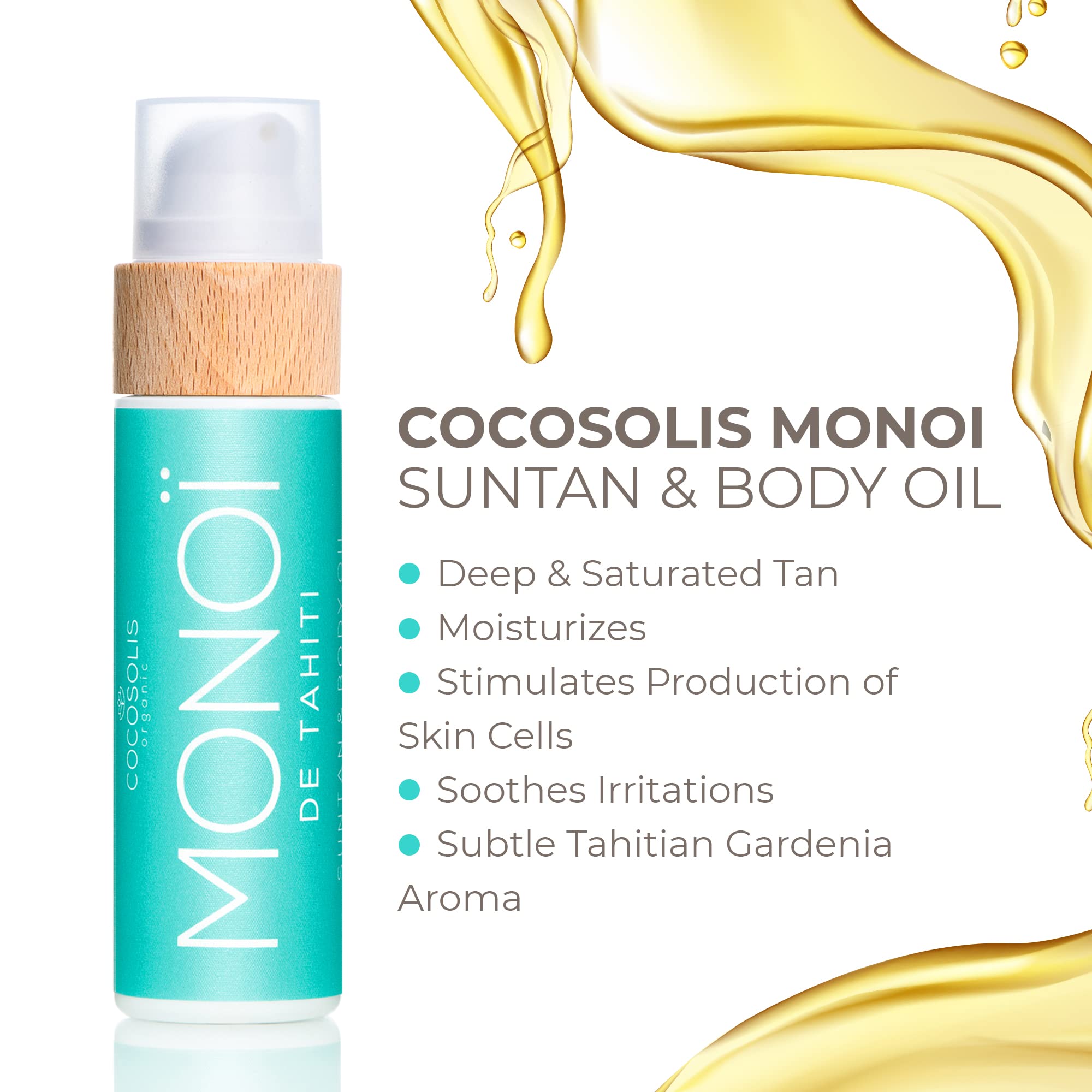 COCOSOLIS MONOI Tanning Accelerator - Organic Tanning Oil with Vitamin E & Monoi de Tahiti Oil for a Fast Intensive Tan - Tannin