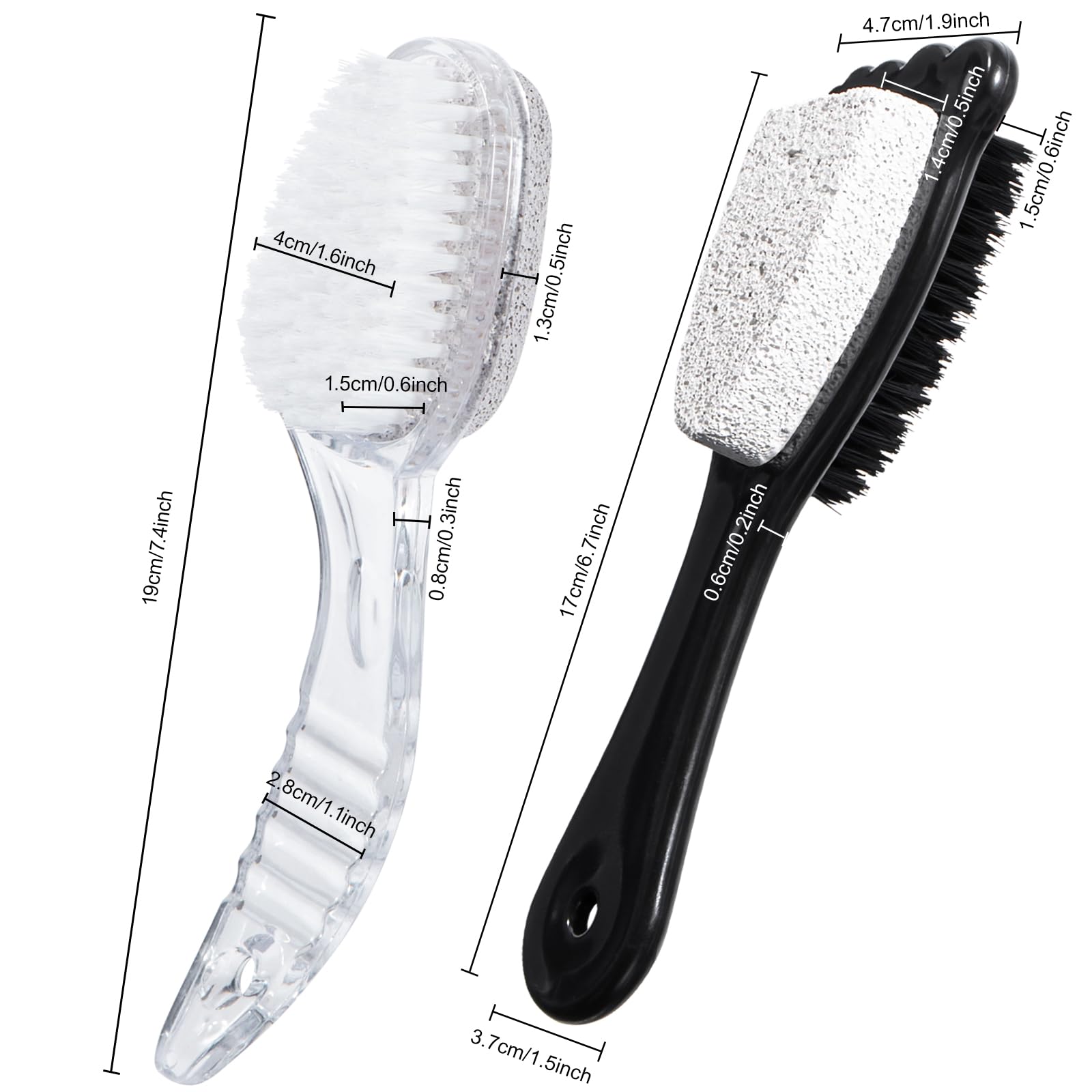 6 Packs Foot Pumice Stone Brush Callus Remover, Beomeen 2 in 1 Foot Shower Pedicure Scrubber with Handle, Foot File with Dense B