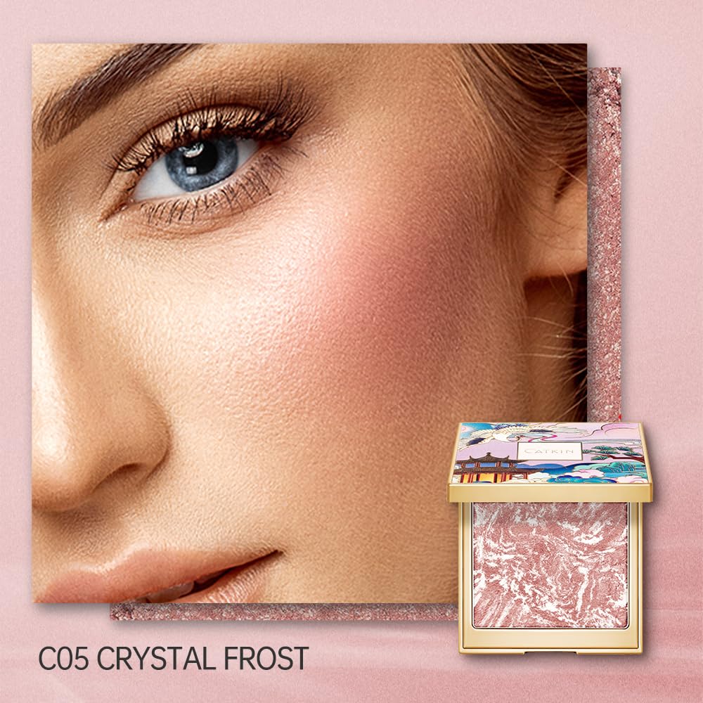 blush for cheek pink coral cheek color makeup powder blusher creamy texture long lasting shimmering glitter highlight 2 in 1 C05