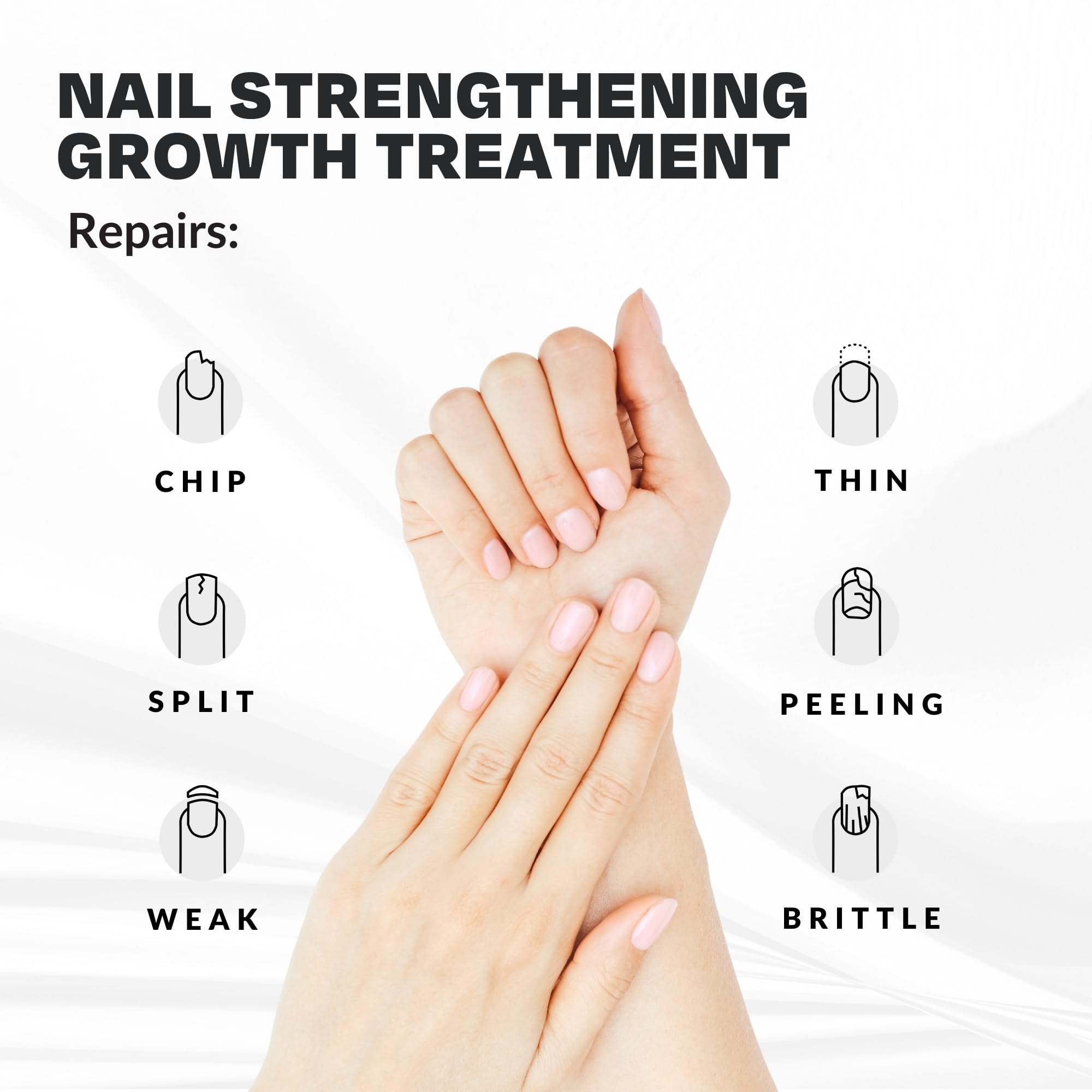 Nail Strengthener Power Boost Growth Formula, Keratin, Biotin, & Vitamin E, 21- Free, Repairs Damaged Nails, Stops Peeling & Chi