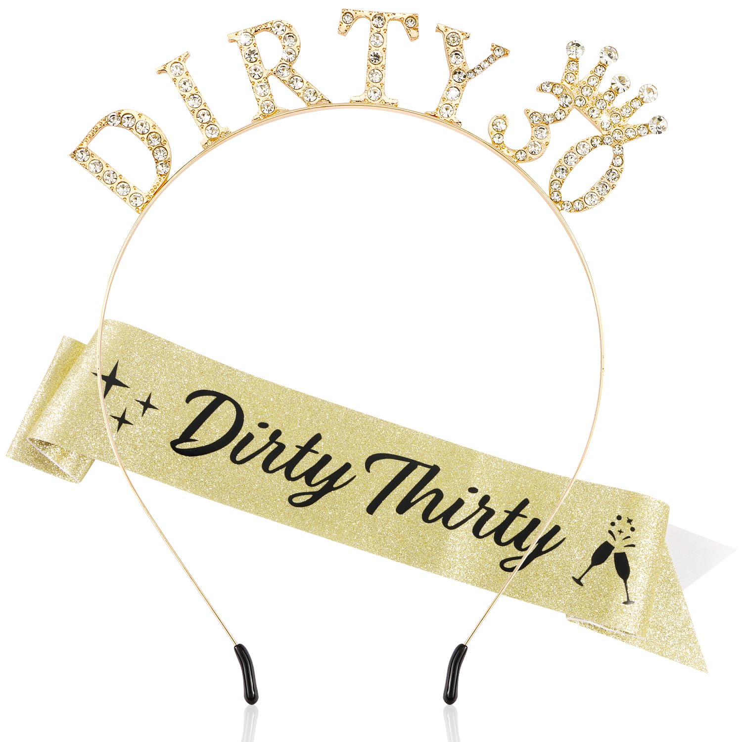Atoden 30th Birthday Decorations for Her 30th Birthday Sash and Crown Dirty 30 Tiara Headband Dirty Thirty Queen Crown Gifts for