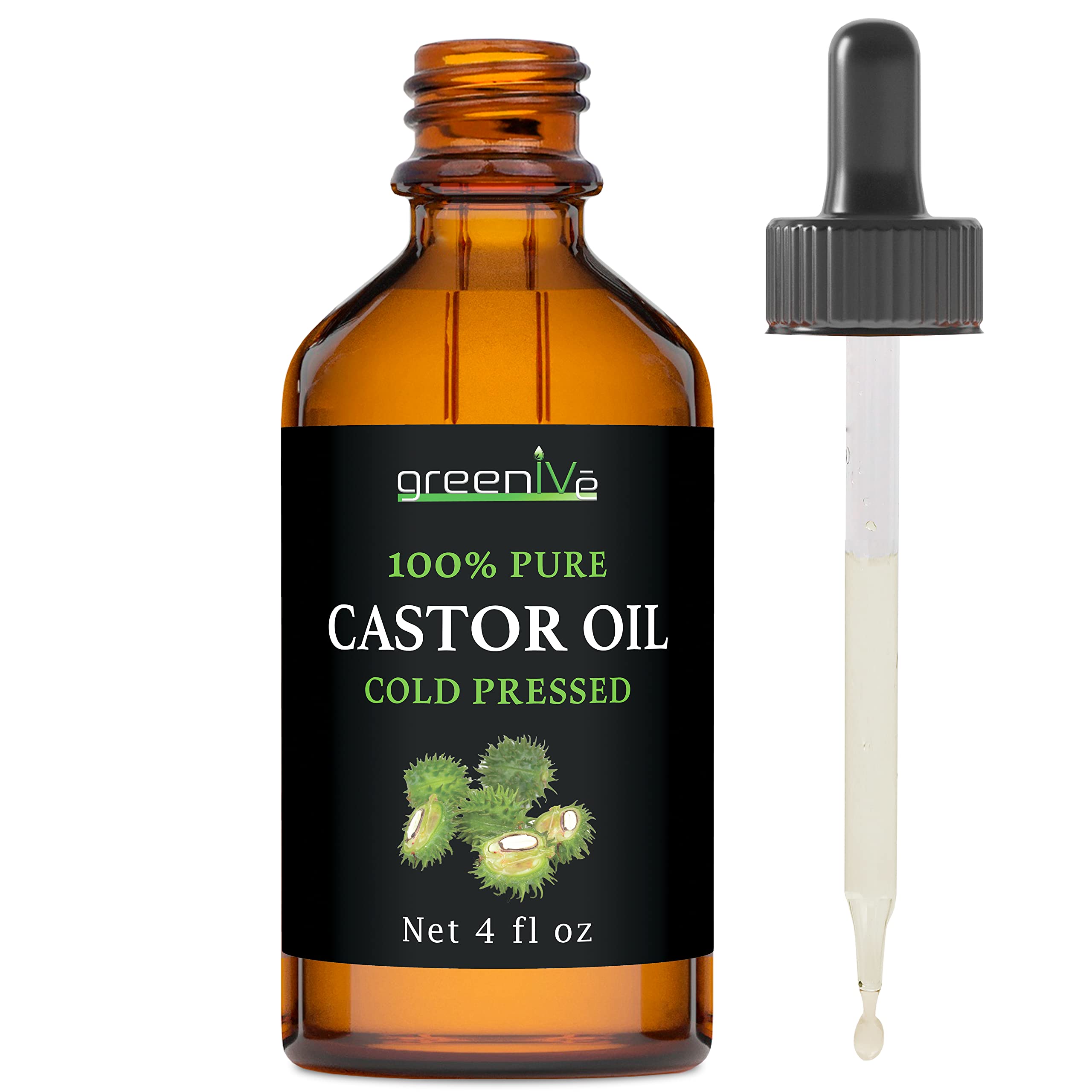 GreenIVe 100% Pure Cold Pressed Castor Oil - Hexane Free - 4 Fl Oz