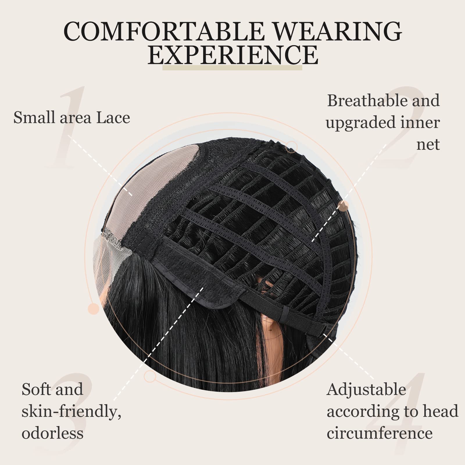 HAIRCUBE Black Bob Wig Straight Hair Wigs for Women Side Parting Shoulder Length Wig Short Hair Natural Looking Heat Resistant F
