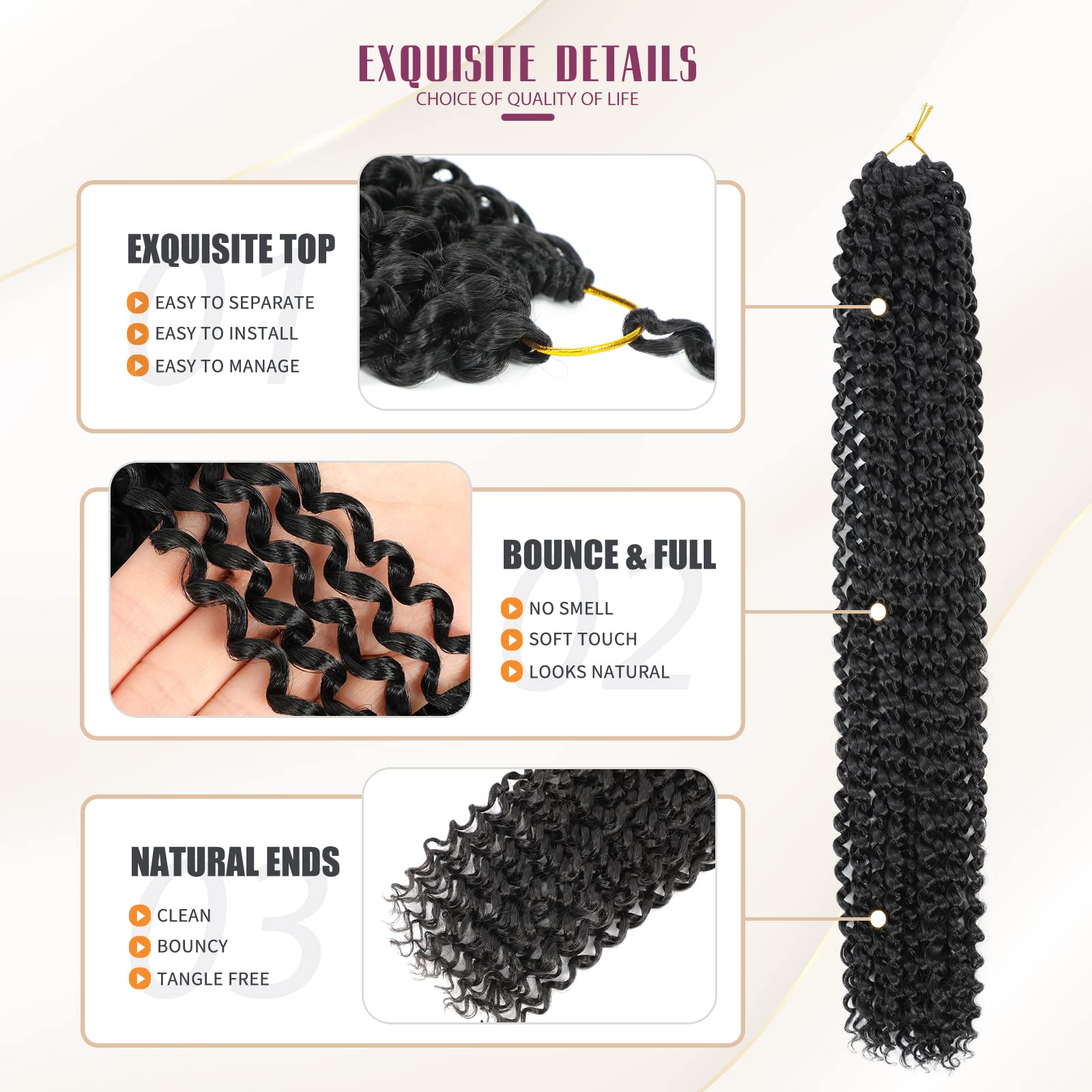 Dansama 24 Inch Passion Twist Hair Water Wave Braiding Hair For Butterfly Style Crochet Braids Bohemian Hair Extensions (24Inch,