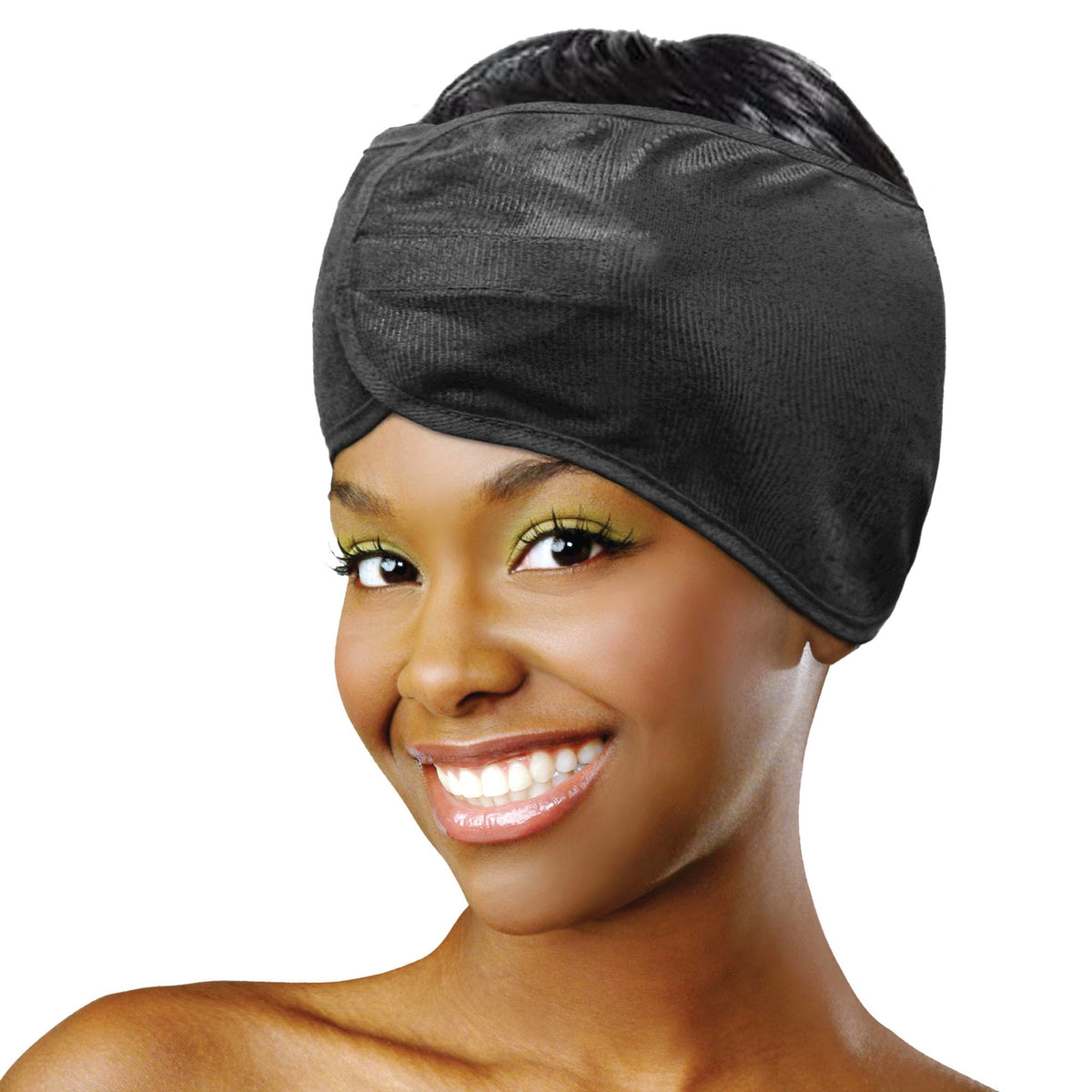 DONNA Premium Satin Hair Wrap for Sleeping - Black Silk Headband, One Size, Smooth Head Wrap for Women, 1pc