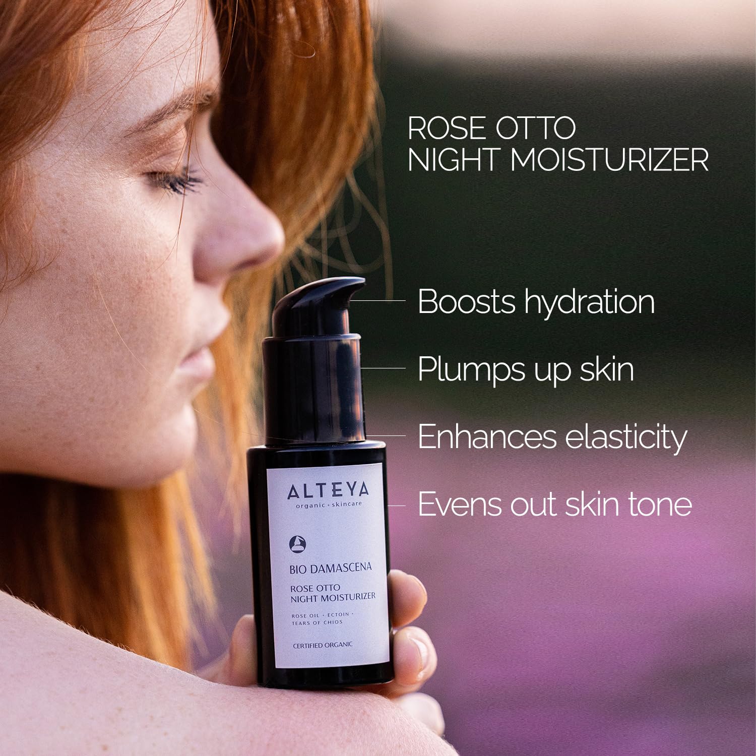 Alteya Organics Night Moisturizer Certified Organic Skin Care 1.7 Fl Oz/50 mL Bio Damascena Award-Winning Face Cream With Organi