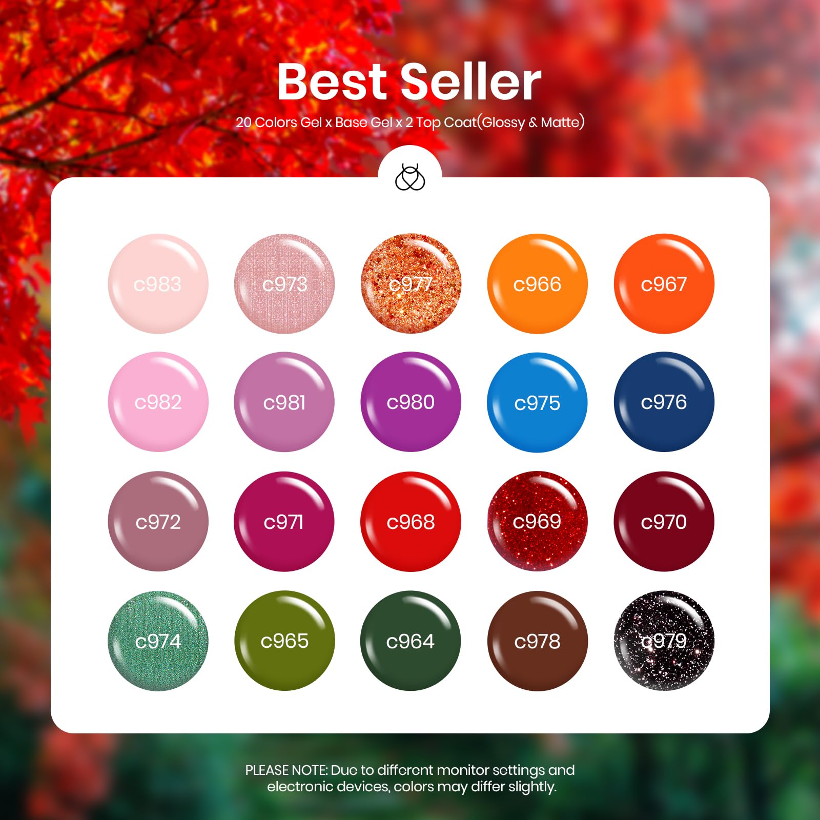 Beetles Spring Gel Nail Polish Set,23 Pcs Green Brown Burgundy Purple Blue Pink Gel Polish Set Diy Home Soak Off Uv Gel Kit With