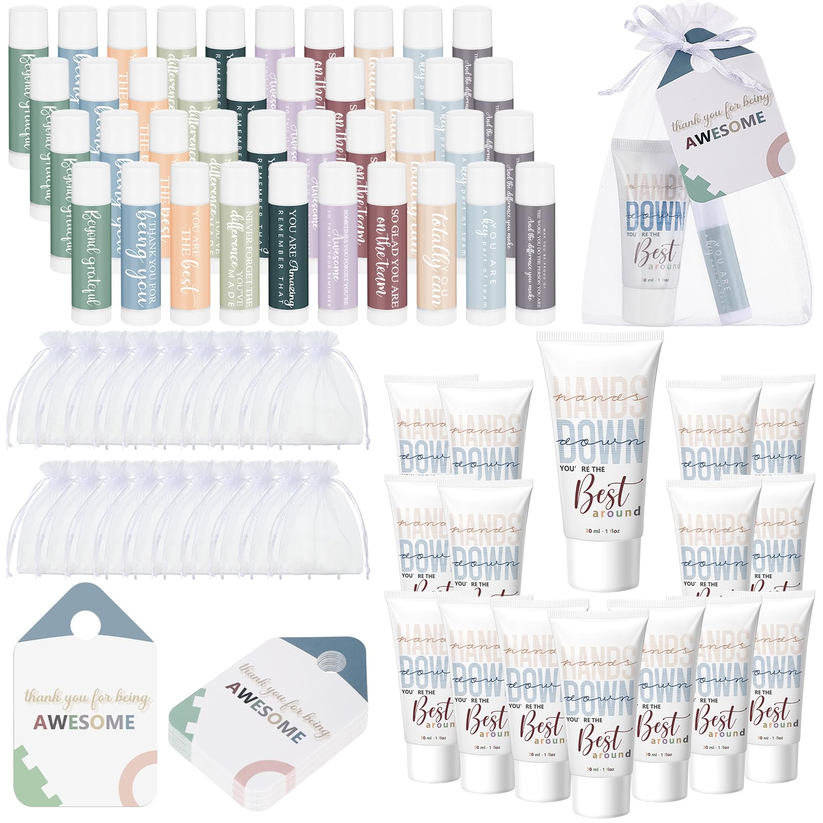 Heigble 30 Sets Back to School Teacher Appreciation Gifts Bulk Lip Balms and Hand Cream Employee Appreciation Inspirational Hand