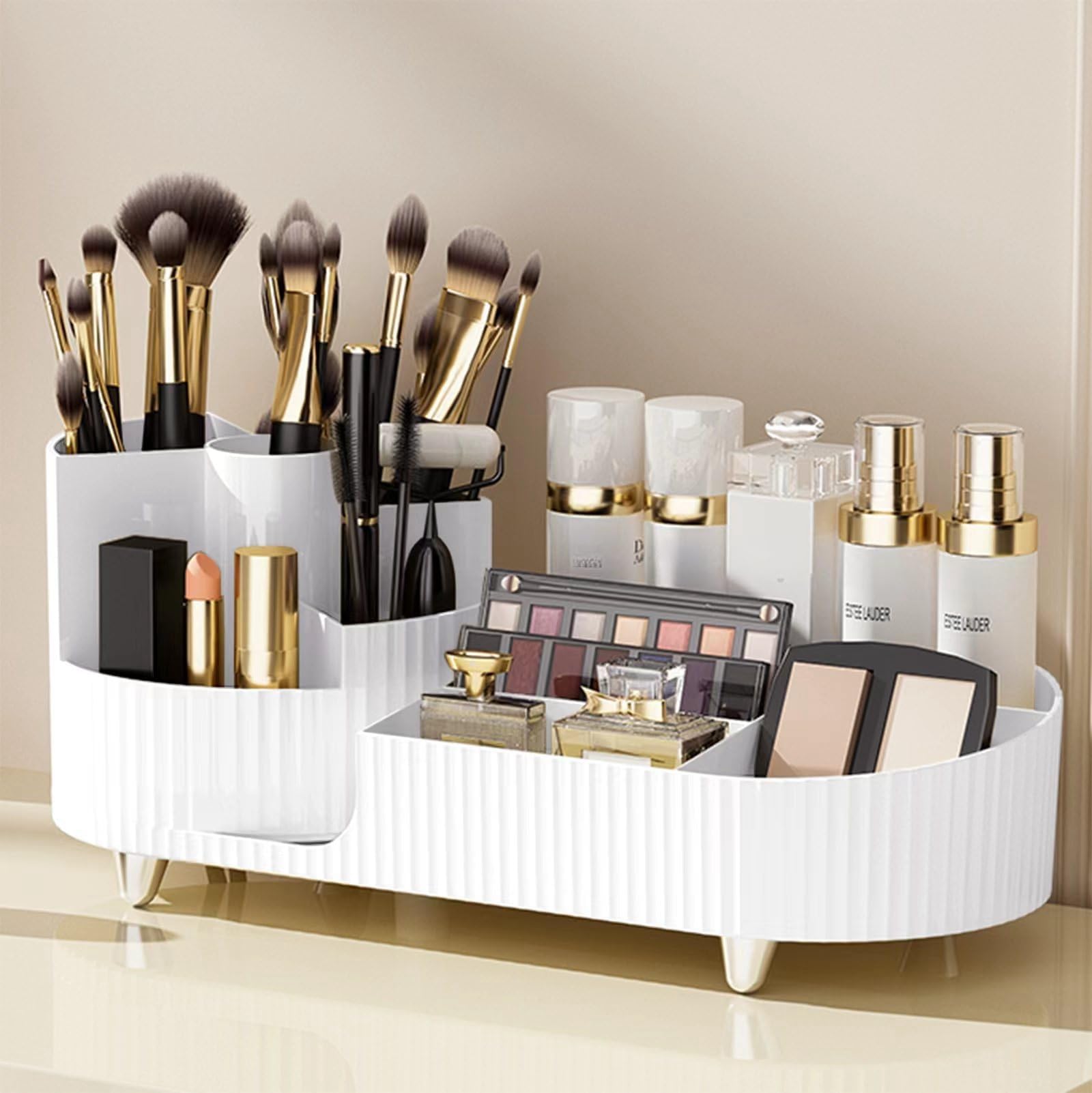 Rotating makeup organizer,Large Capacity Cosmetic Display Case, easy to hold all of your makeup products, at least 20 makeup bru