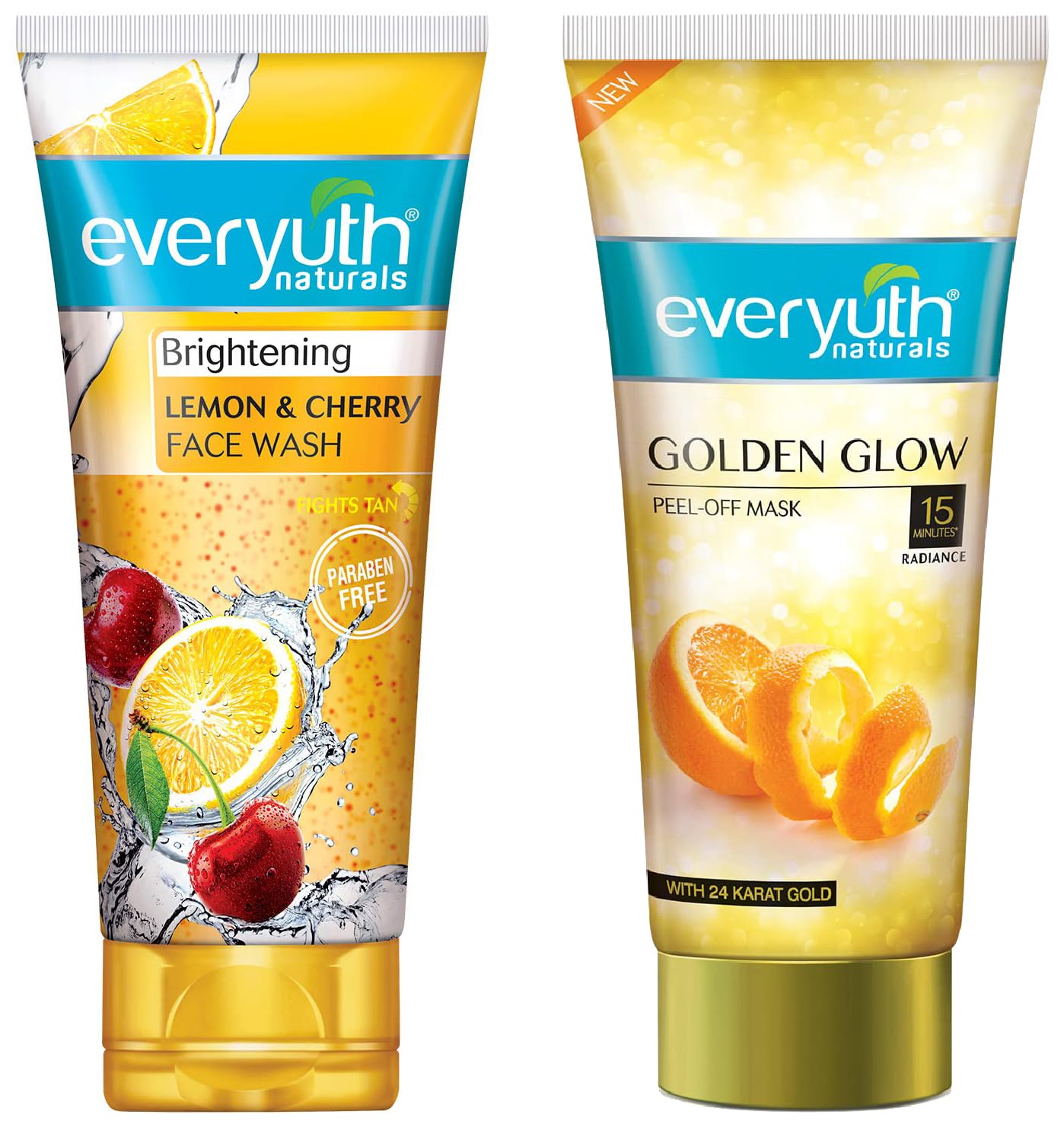 Everyuth Naturals Brightening Lemon & Cherry Face Wash & Everyuth Naturals Advanced Golden Glow PeelOff Mask