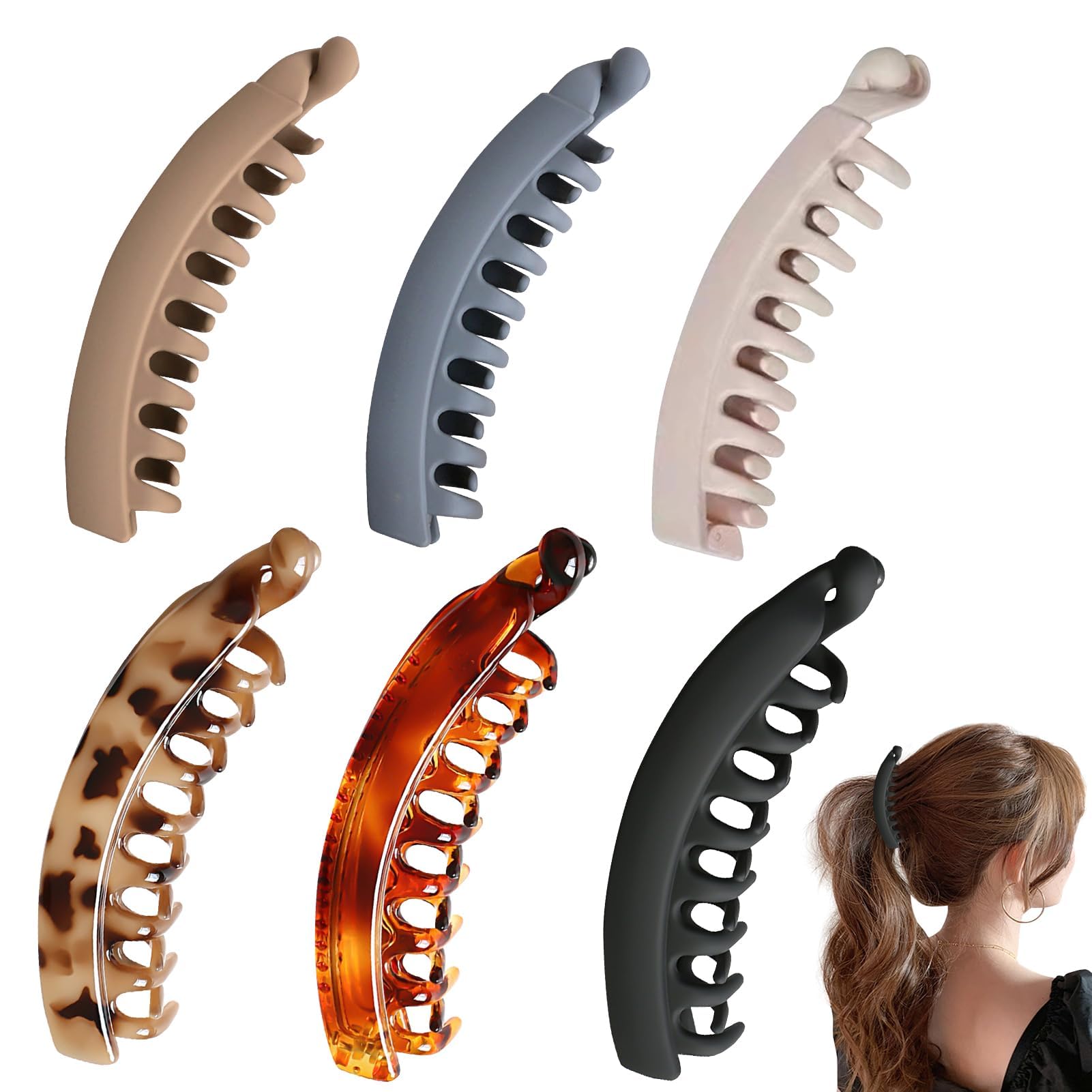 6 Pcs Banana Clips For Hair, Banana Hair Clips For Women With Various Hairstyles, Small Banana Clips For Thin Hair Styling, Hold
