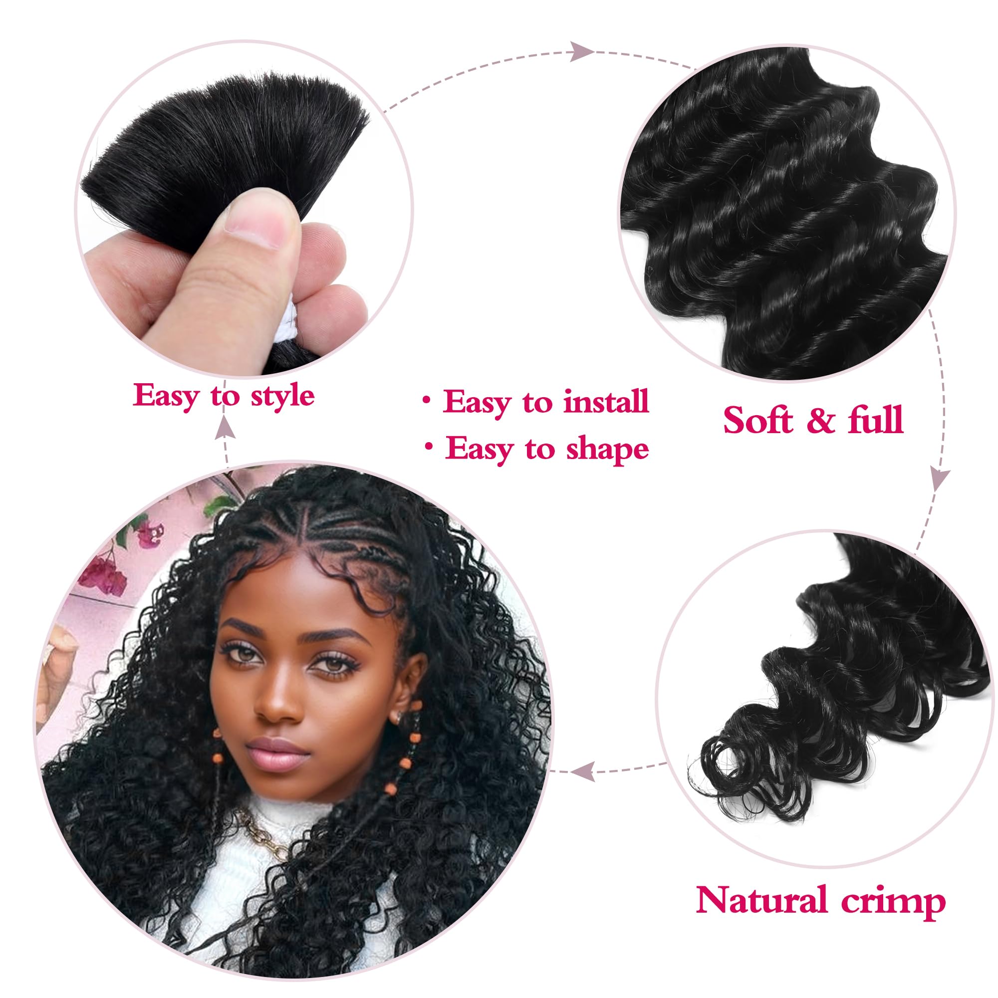 Deep Wave Bulk Human Hair For Braiding 10A Brazilian Curly Human Hair 100 Percent Human Hair 2 Bundles No Weft Micro Human Braid