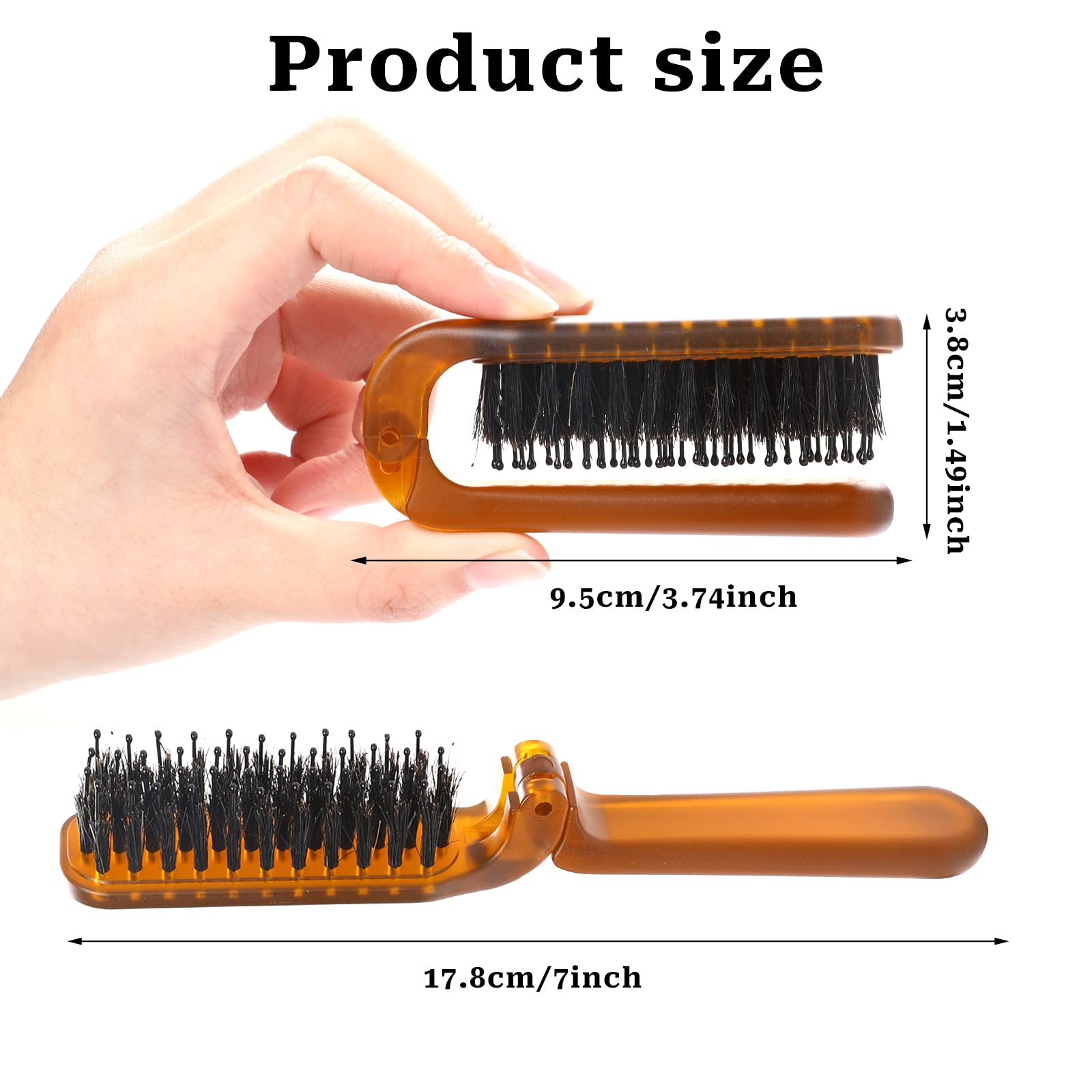 Foldable Travel Hair Brush, Natural Boar Bristle Hairbrush Portable Collapsible Hair Comb Pocket Size Comb Mini Folding Compact