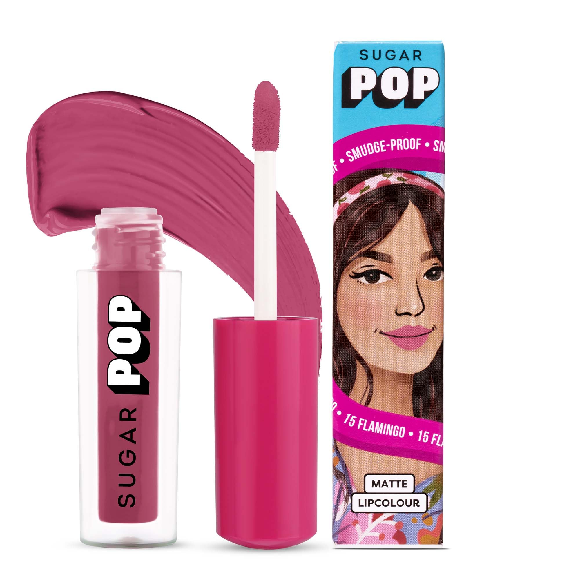 Sugar Pop Matte Lipcolour | Vitamin E | SuperPigmented | SmudgeProof | 1.6 Ml  15 Flamingo