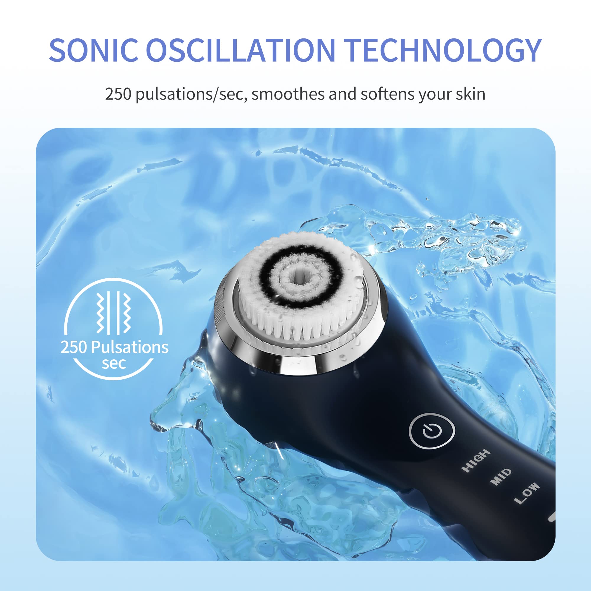 Cosbeauty Face Scrubber Exfoliator Sonic Facial Cleansing Brush With 5 Interchangeable Brush Head,Face Brush Cleanser For Men Ip