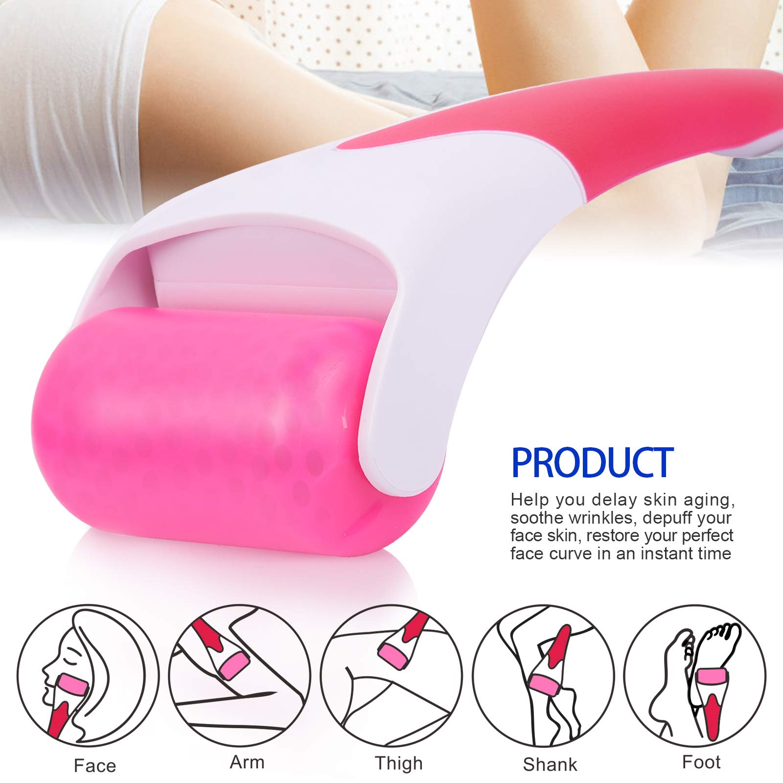 Teenitor Ice Roller, Cold Therapy for Face & Eye Puffiness Relief, Reduce Inflammation, Swelling, and Pain, Mint Scent, Red