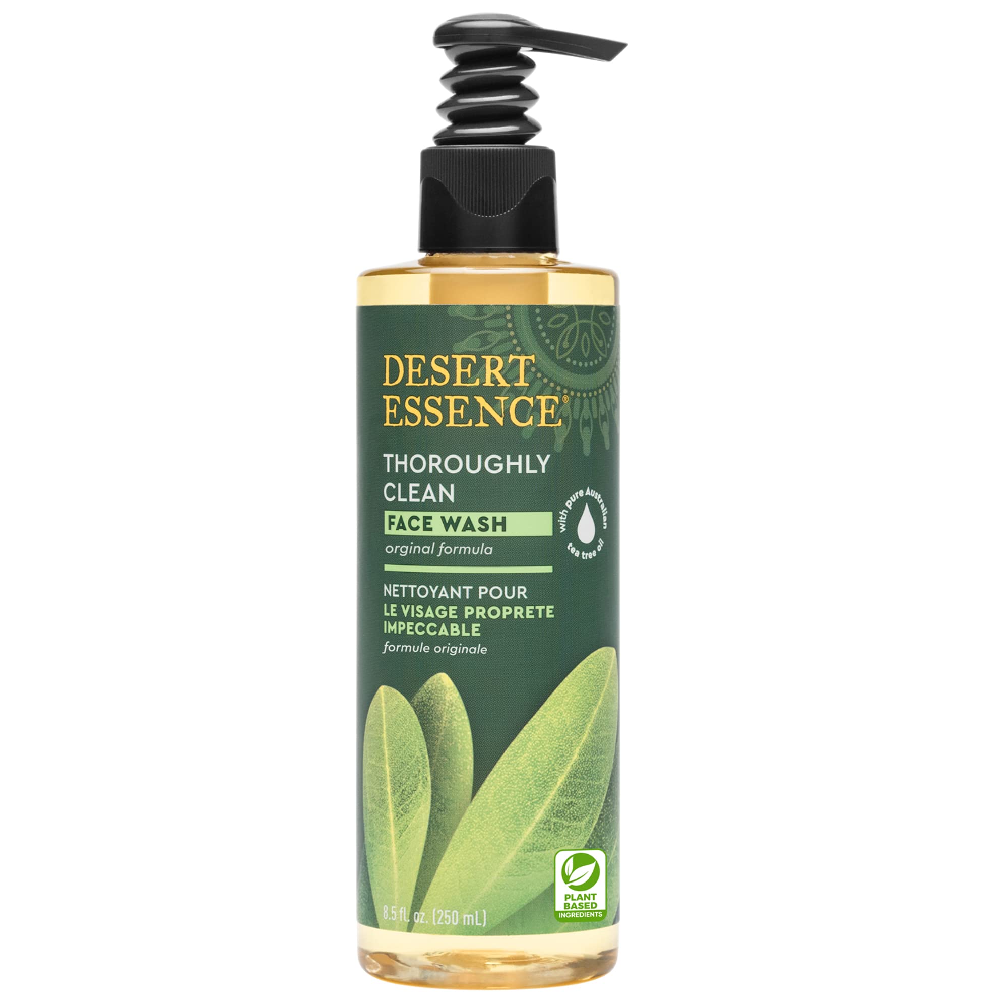 Desert Essence Thoroughly Clean Face Wash - Original - 8.5 Fl Oz - Tea Tree Oil - For Soft Radiant Skin - Gentle Cleanser - Extr