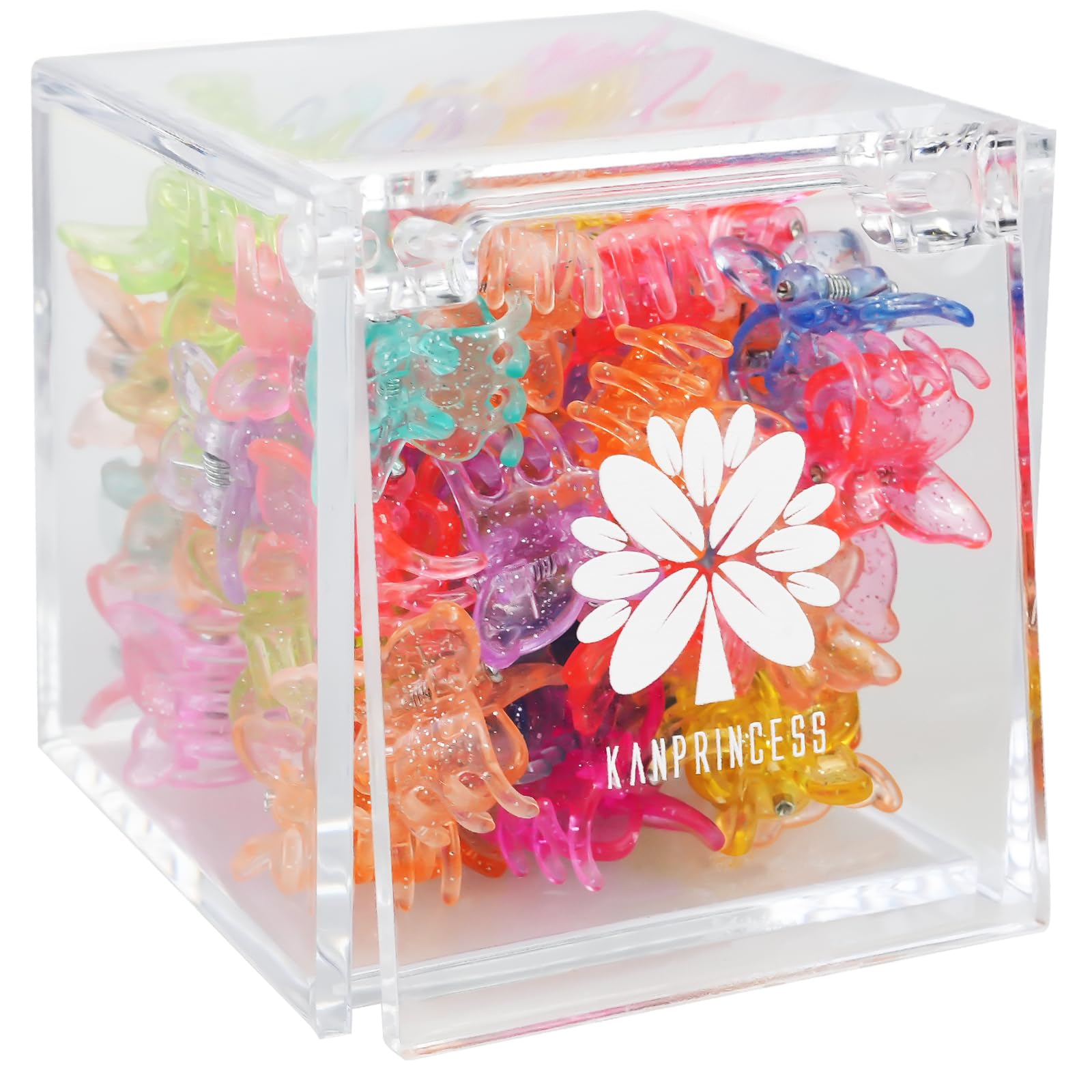 KANPRINCESS 50PCS Mini Claw Clips Small Hair Accessories With Fancy Box, Flower Clips for Women And Girls Cute And Sweet Gift Se