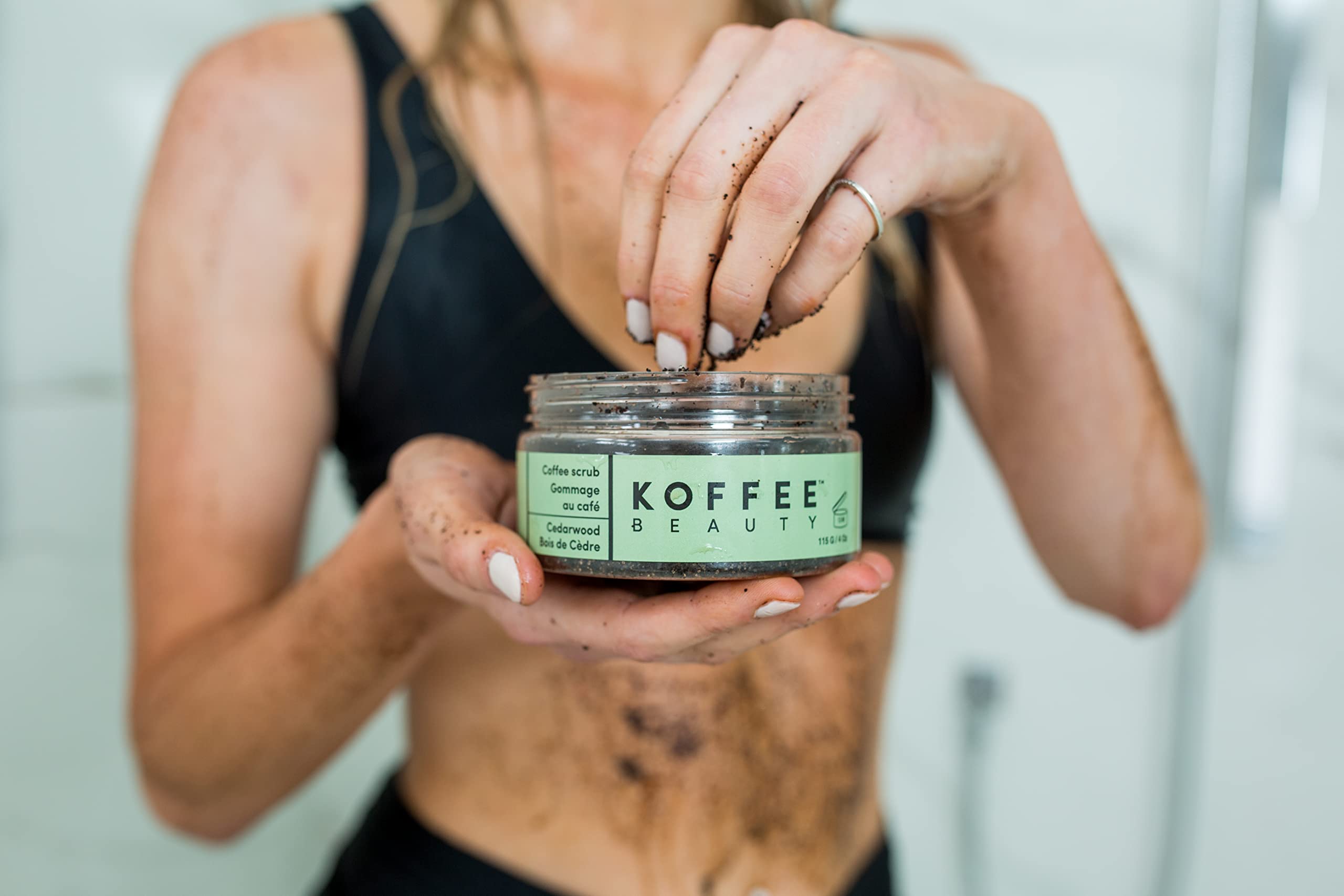 Koffee Beauty Cedarwood Coffee Scrub - Exfoliating Body And Face Scrub - Polish And Smooth Skin With Ease - Invigorate Senses Wi