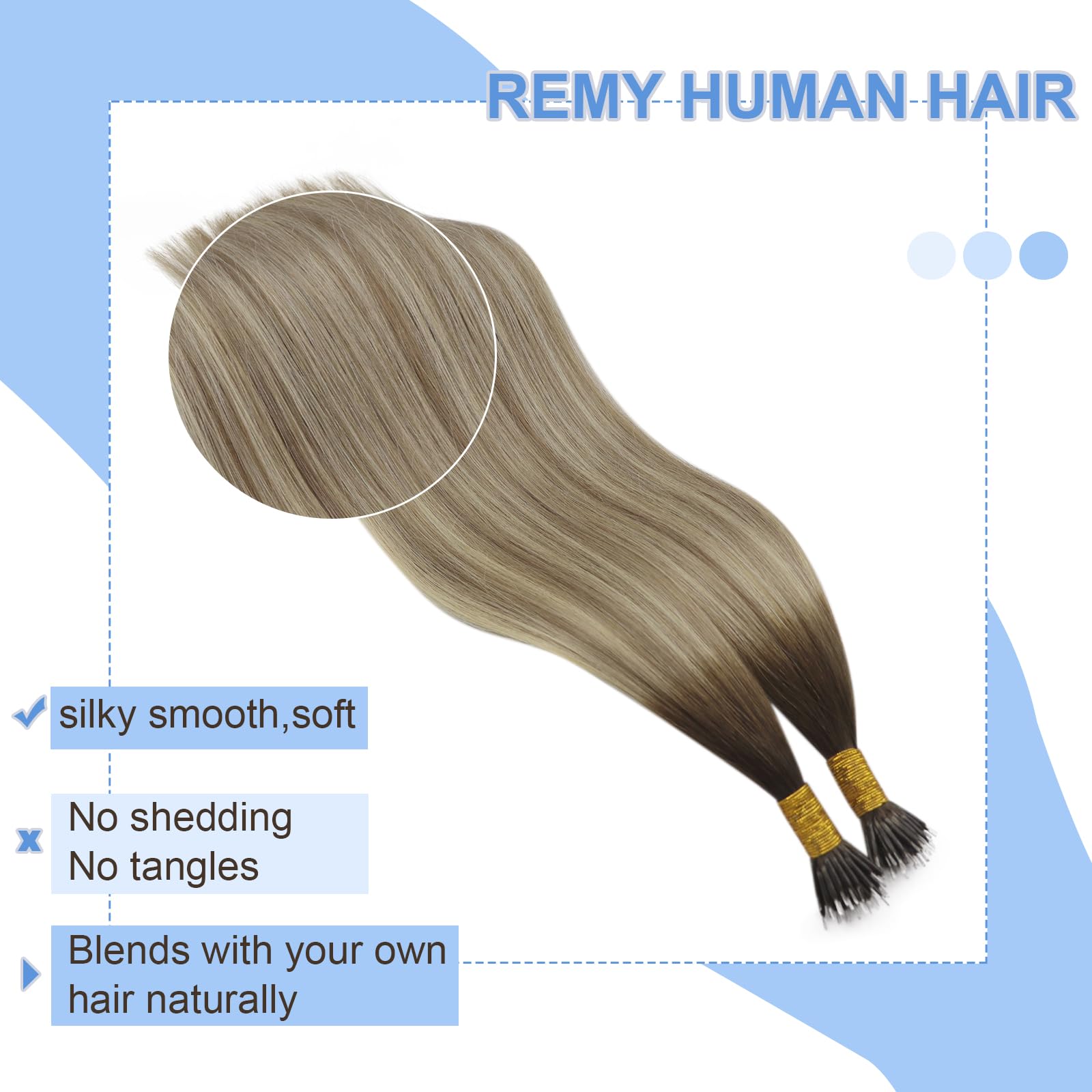 Youngsee Nano Beads Hair Extensions Balayage Nano Hair Extensions Brown Human Hair Dark Brown Ombre Light Brown With Blonde Hair