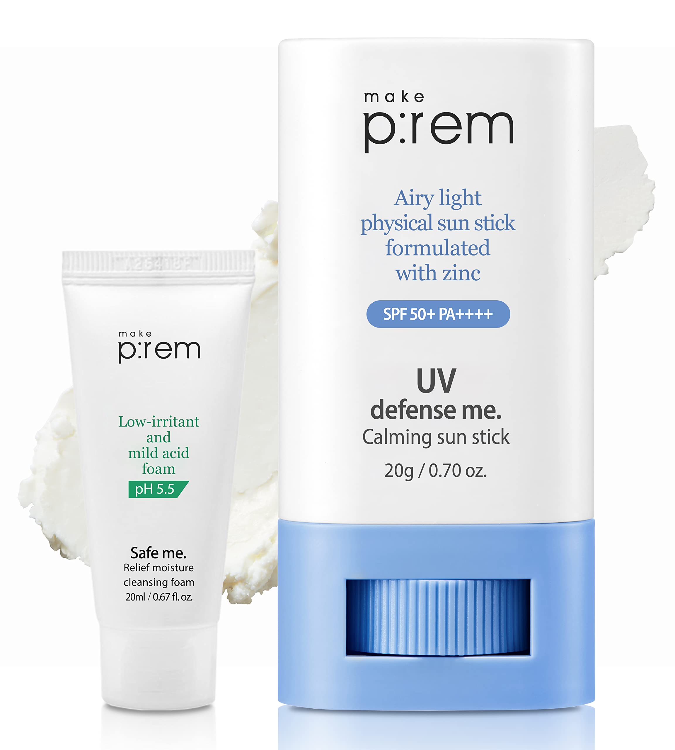 Makeprem Uva Uvb Defense Me Calming Sun Stick Sunblock Spf 50+ Pa++++ 0.7 Oz Vegan Sensitive Oily Acne-Prone Skin Reef-Safe Mine