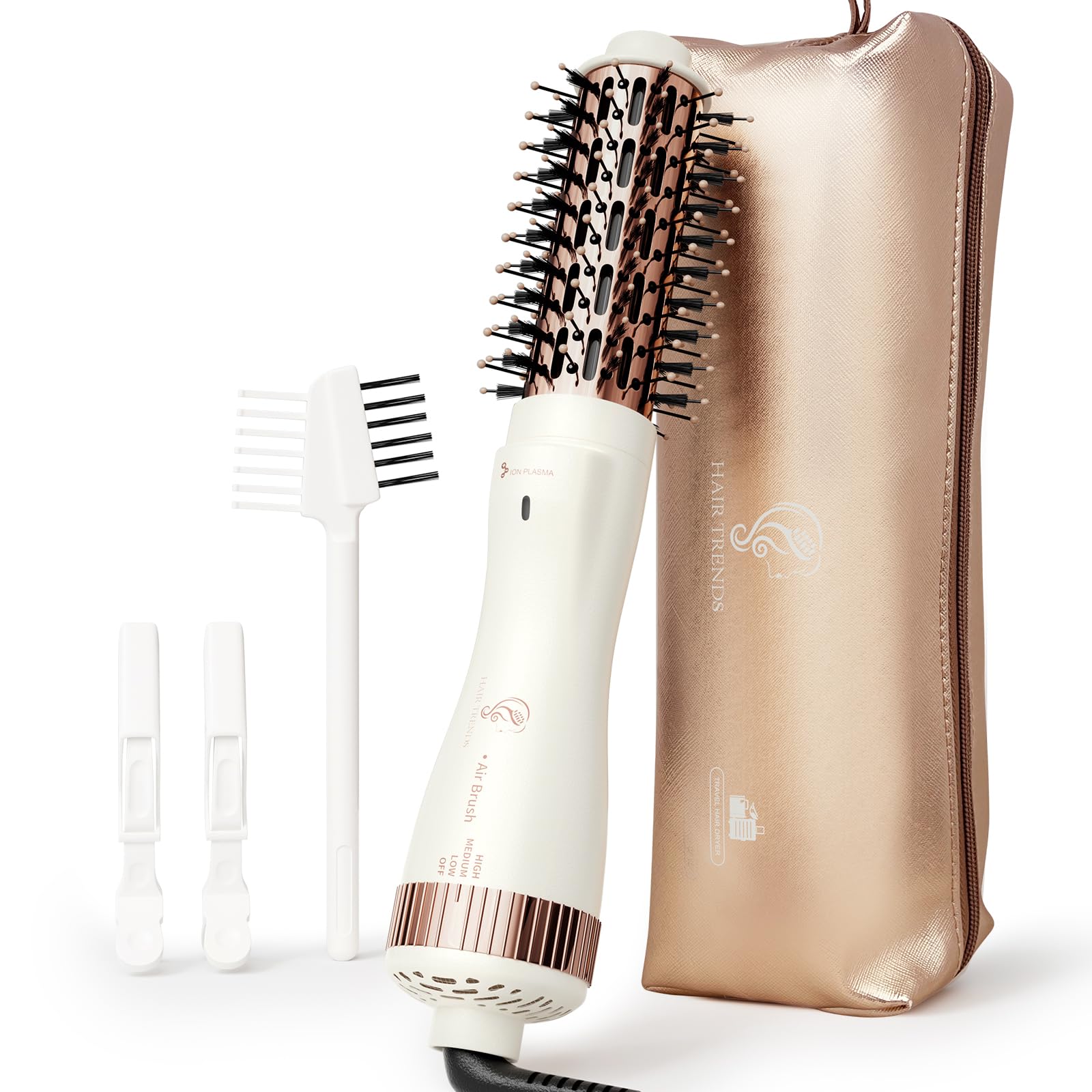 Hair Trends 1.5 Inch Barrel Round Brush Blow Dryer, Negative Ionic One Step Volumizer Dryer, 4-in-1 Hot air Brush-2.8 Inch Plus