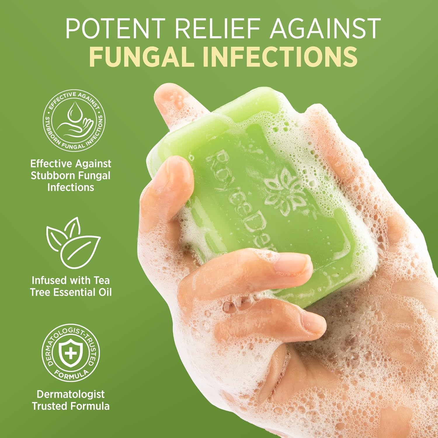 Roycederm Tea Tree Soap - Antifungal & Antibacterial Treatment for Acne, Athlete's Foot - 4 oz, Pack of 1